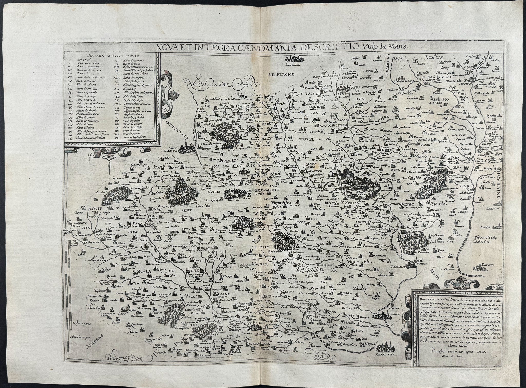 Map of the La Mans Region, France (Nova et Integra Caenomaniae Descriptio Vulg. La Mans)