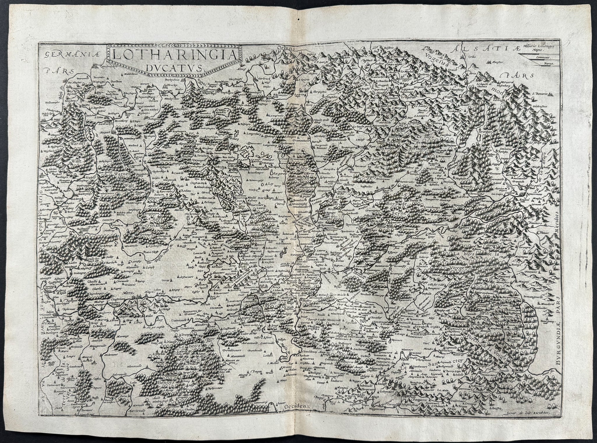 Map of Lorraine, France (Lotharingia Ducatus)