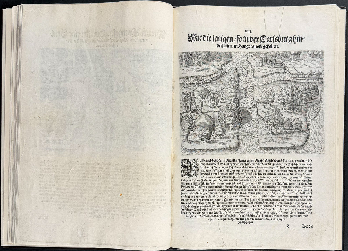 De Bry & Le Moyne's Grands Voyages - Florida Volume with Map + 42 Engravings + Noah's Ark, Frontis & Shield