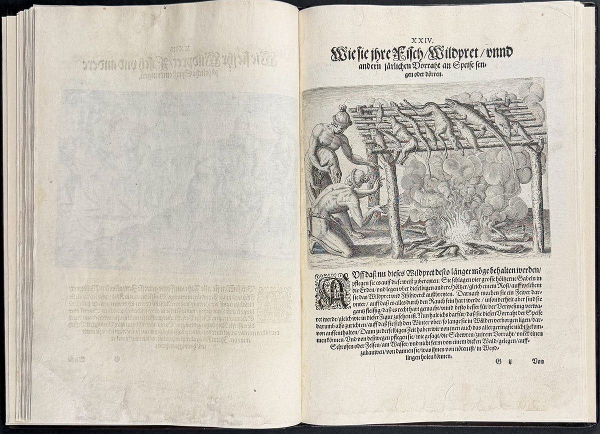De Bry & Le Moyne's Grands Voyages - Florida Volume with Map + 42 Engravings + Noah's Ark, Frontis & Shield