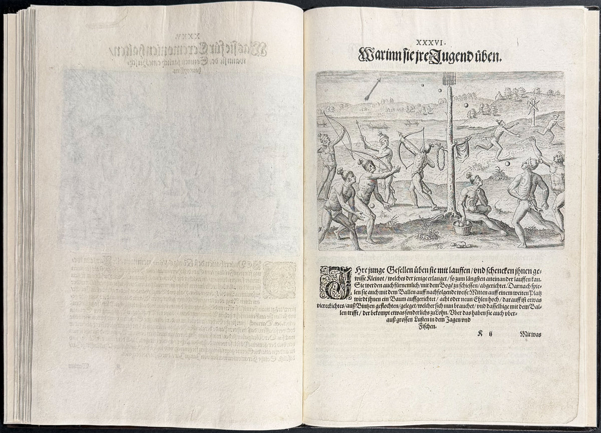 De Bry & Le Moyne's Grands Voyages - Florida Volume with Map + 42 Engravings + Noah's Ark, Frontis & Shield