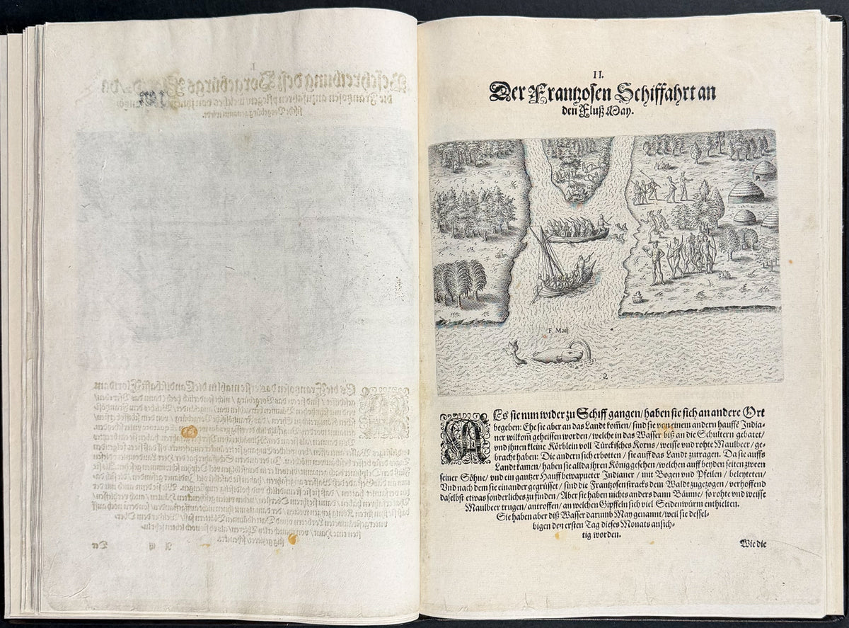 De Bry & Le Moyne's Grands Voyages - Florida Volume with Map + 42 Engravings + Noah's Ark, Frontis & Shield