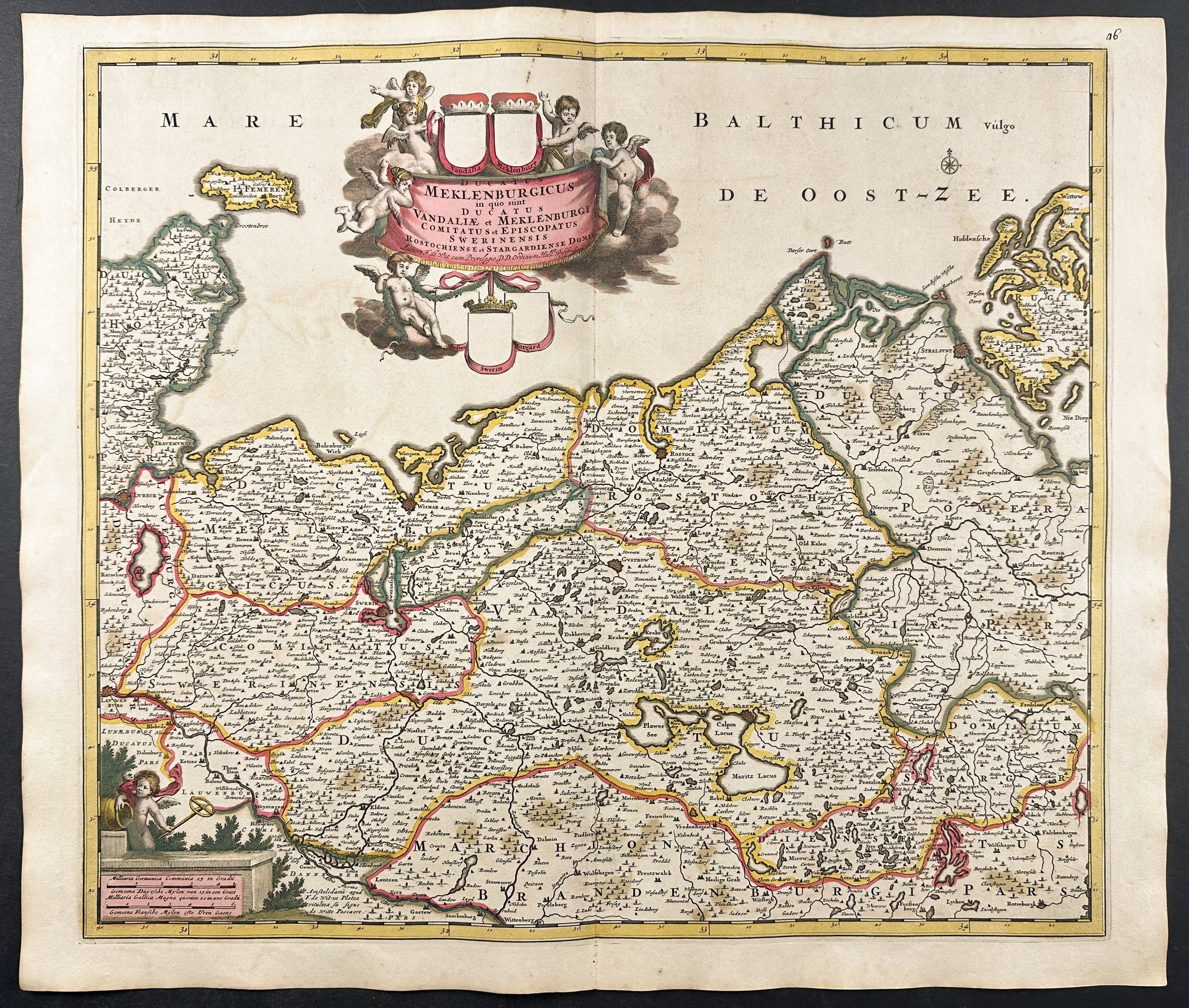 Map of the Duchy of Mecklenburg, Germany