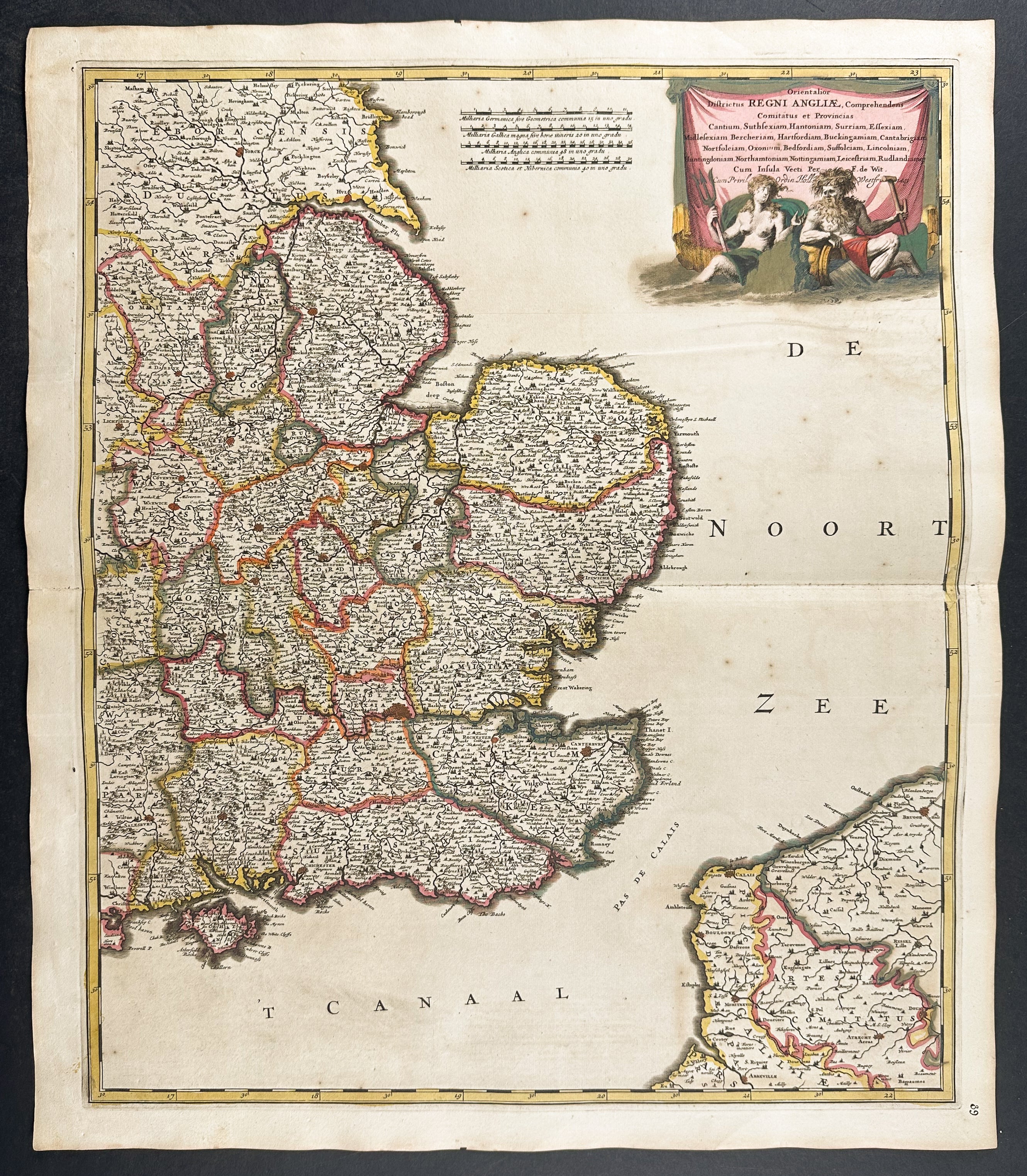 Map of  Eastern England and the English Channel