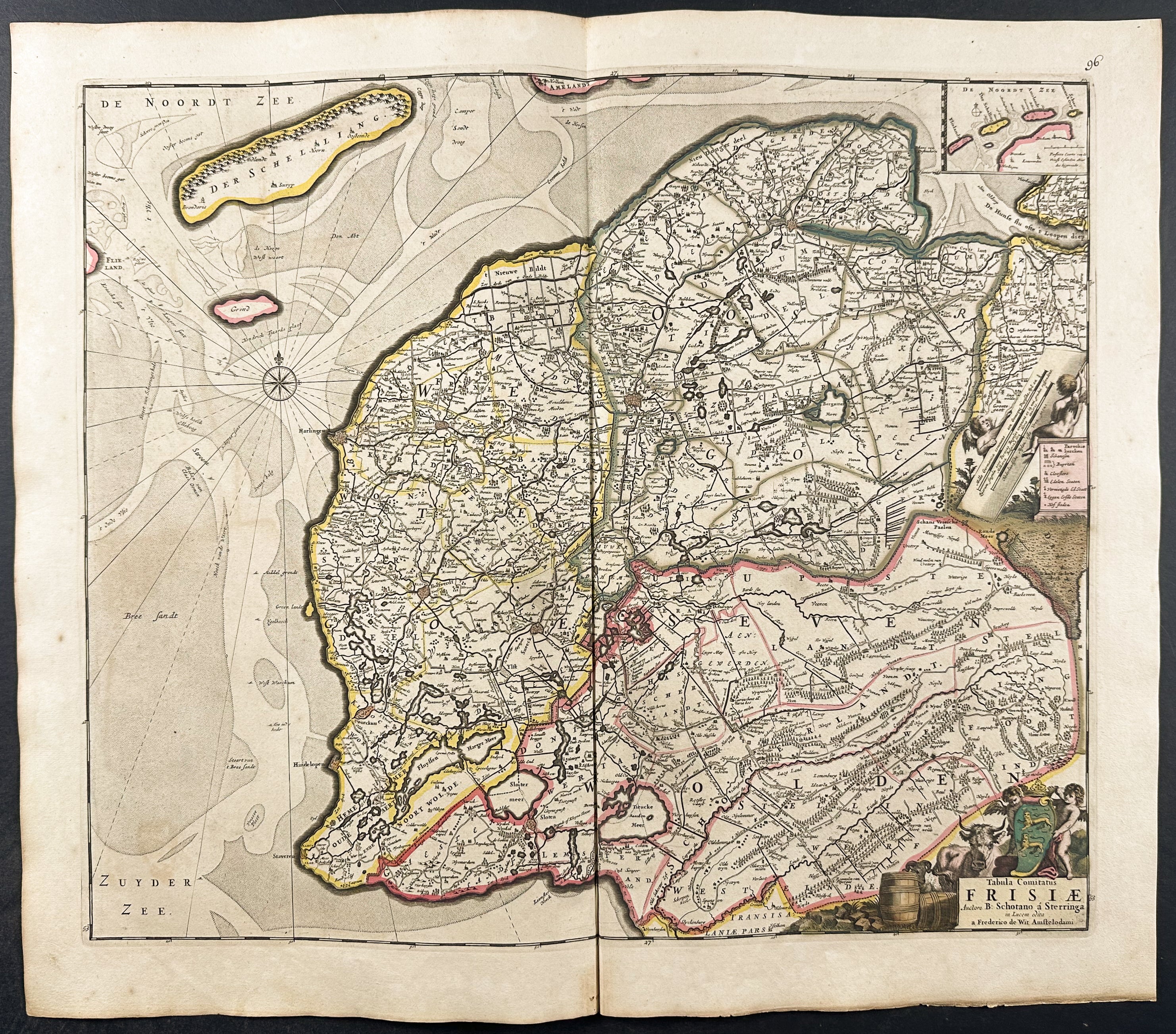 Map of Frisia, Netherlands