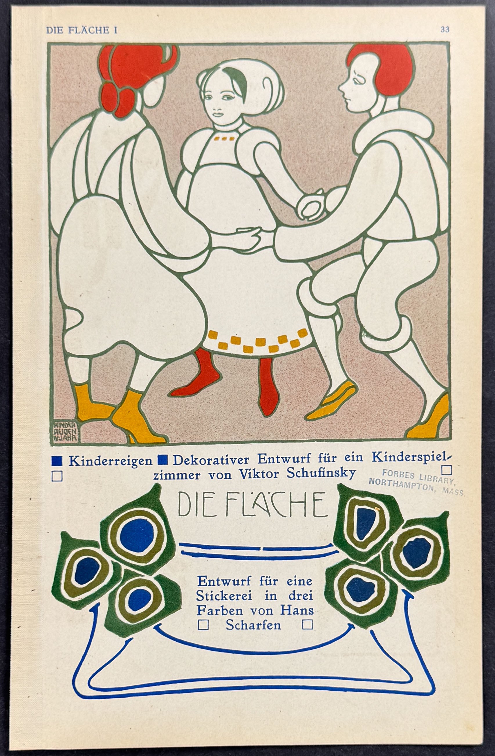 Children Dancing - Art Pochoir Illustration by Hans Scharfen