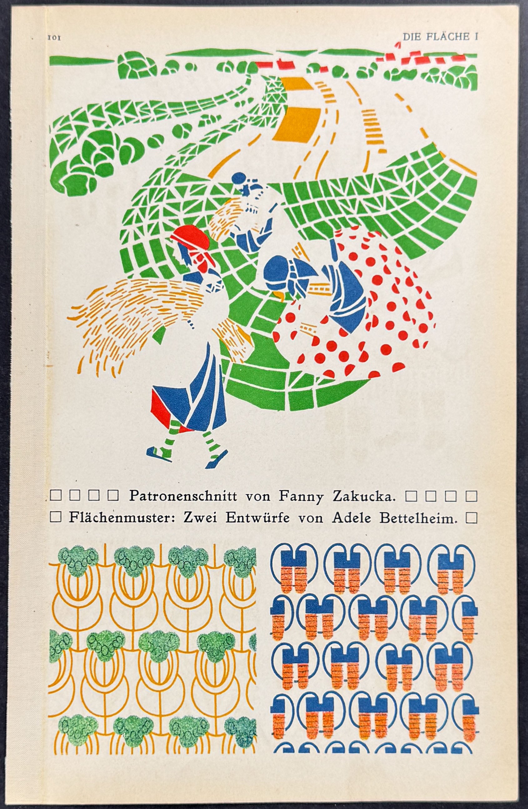 Women Gathering Crops, Design - Art Pochoir Illustrations by Fanny Zakucka & Adele Bettelheim