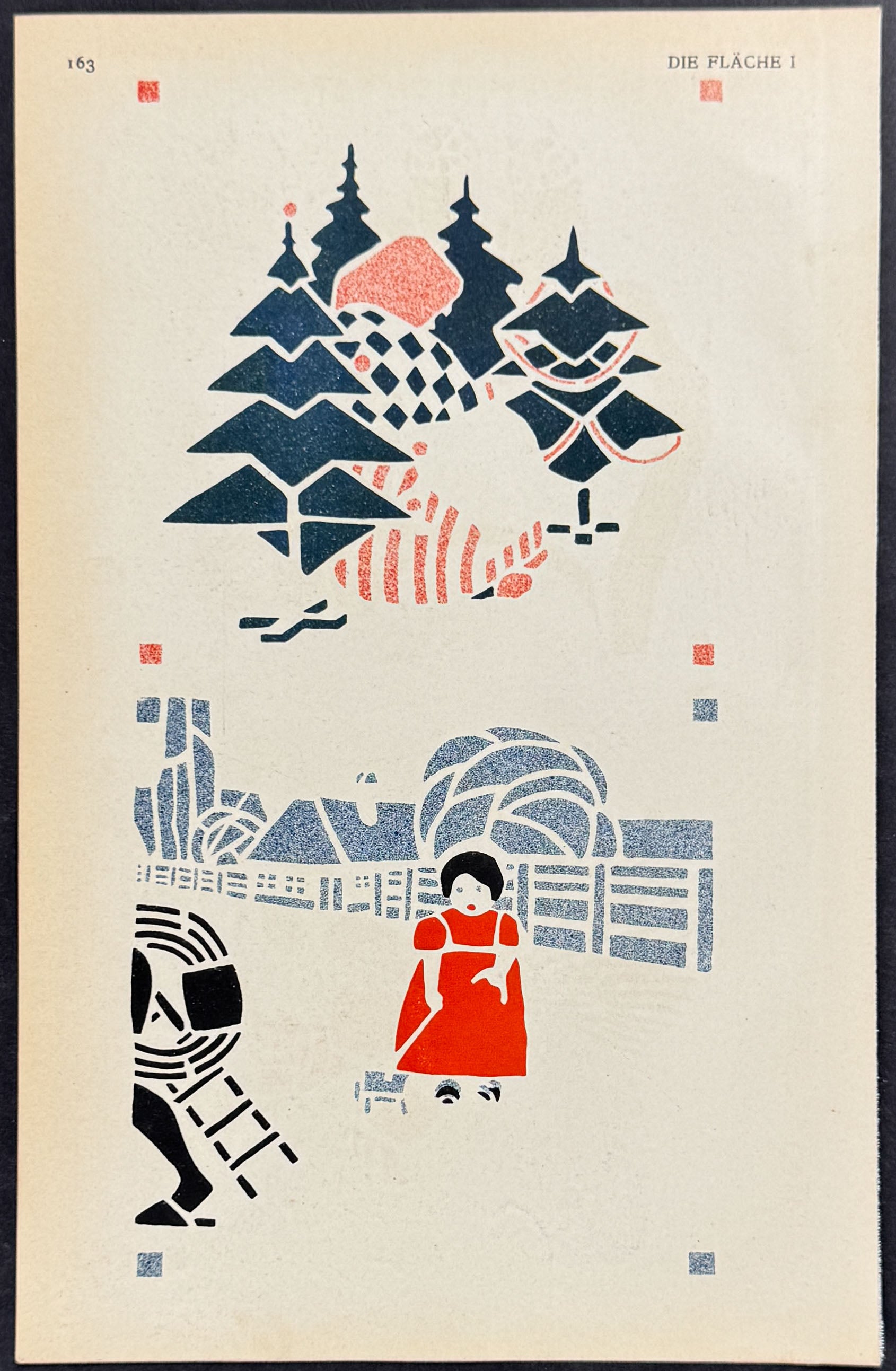 Woman, Child, Trees - Art Pochoir Illustration