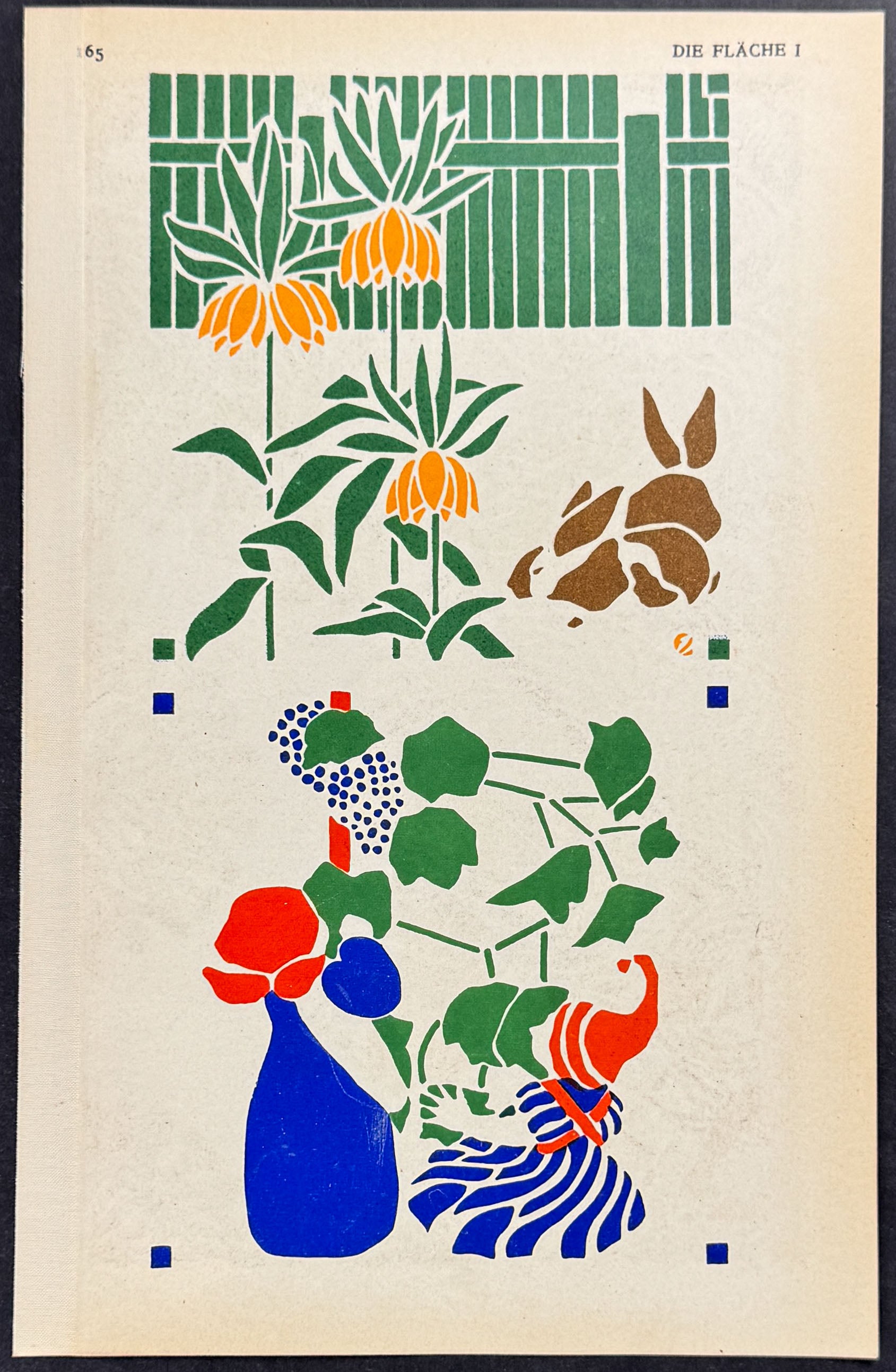 Flowers, Rabbit, Infant - Art Pochoir Illustration
