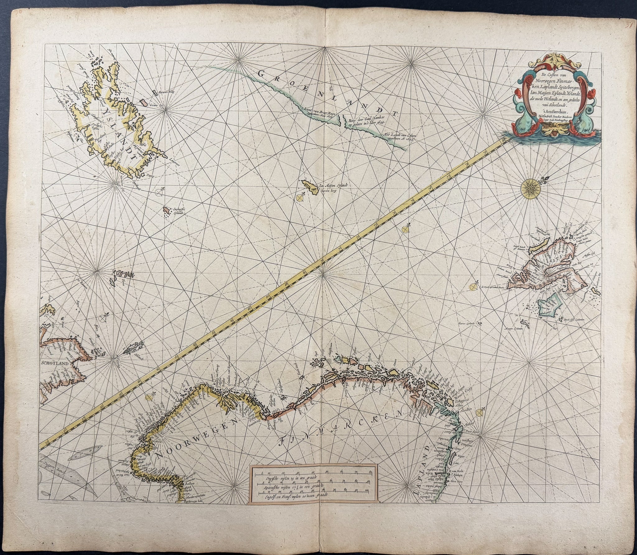 Map of the Western Coast of Norway, Iceland, and the Eastern Coast of Greenland