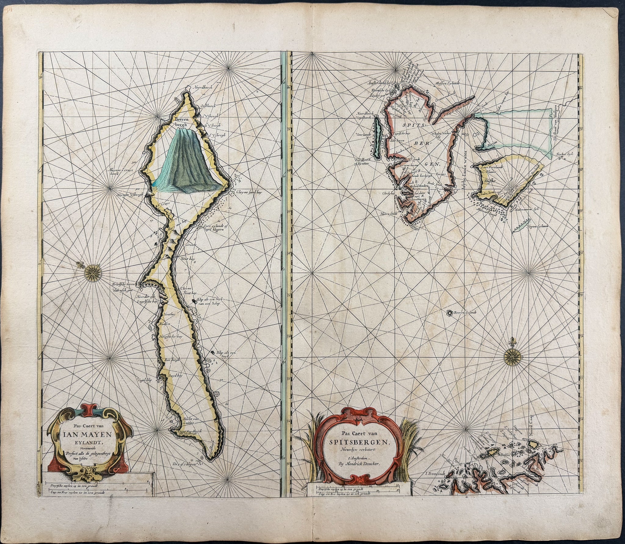 Maps of Jan Mayen Island and Spitsbergen Island