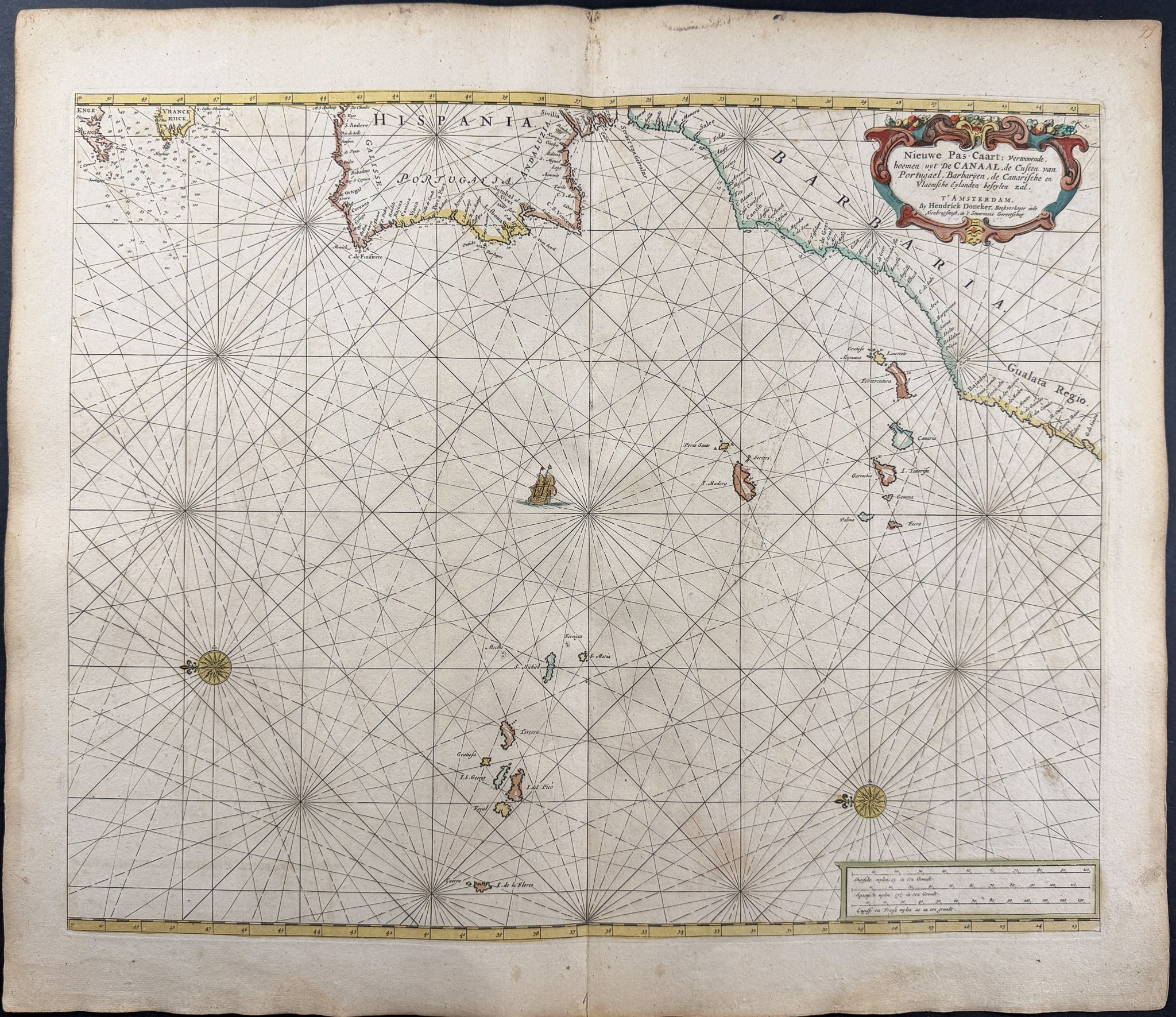 Map of the Atlantic including Portugal, Spain, Northern Africa, and the Canary Islands
