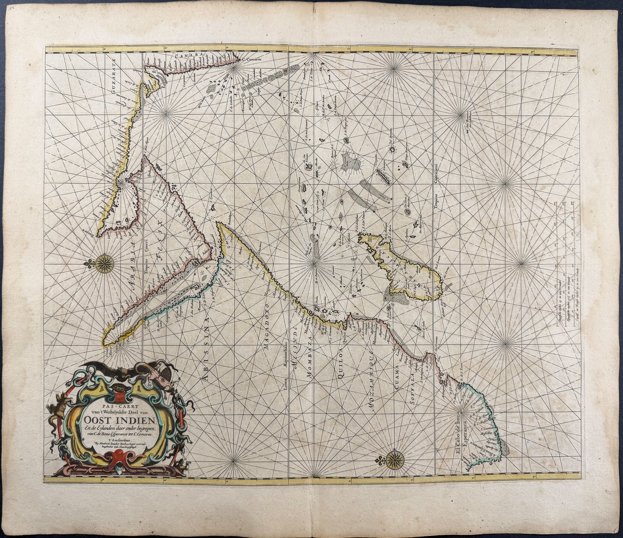 Map of the Eastern Indian Ocean, including Madagascar, India, Africa, etc. 