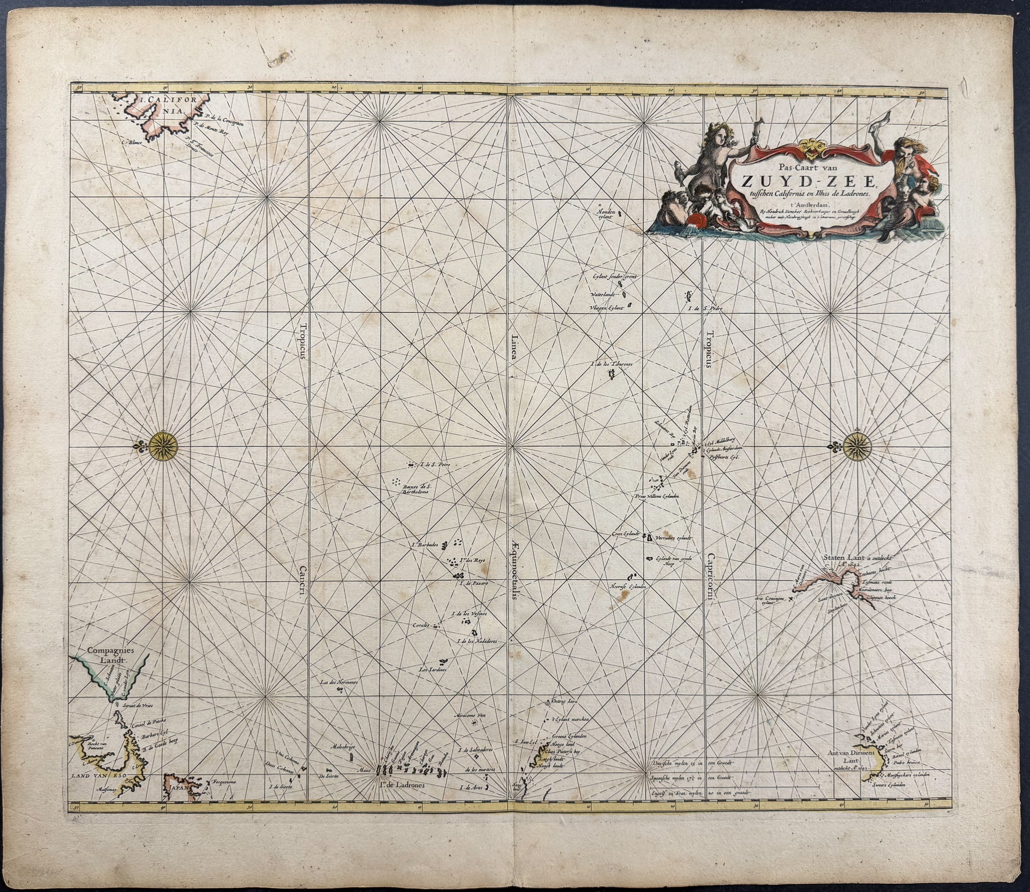 Map of the Pacific, from California to Tasmania
