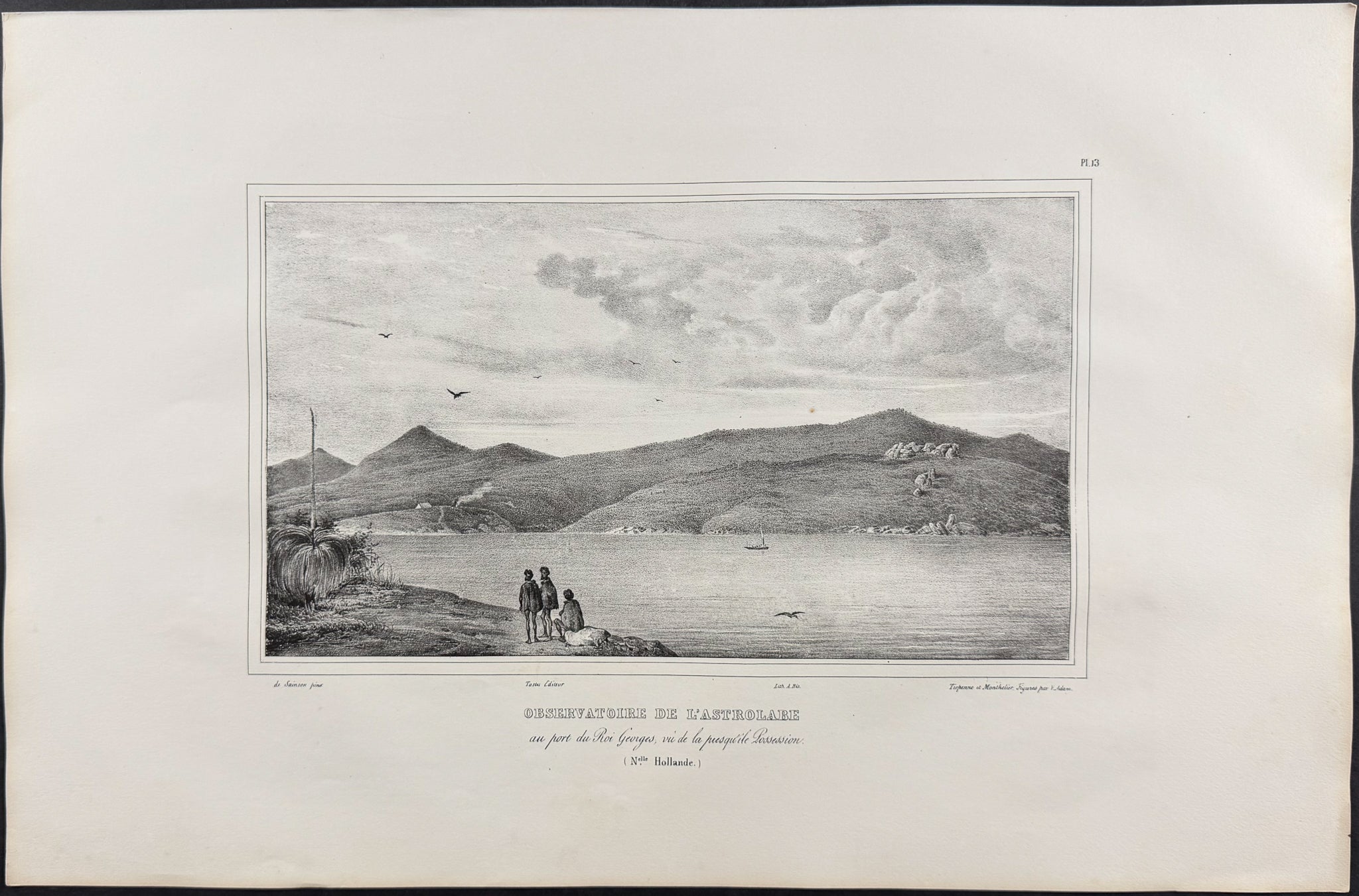 Australia; Observatoire de l'Astrolabe au port du Roi Georges, vu de la presqui'ile Possession (Nouvelle Hollande)