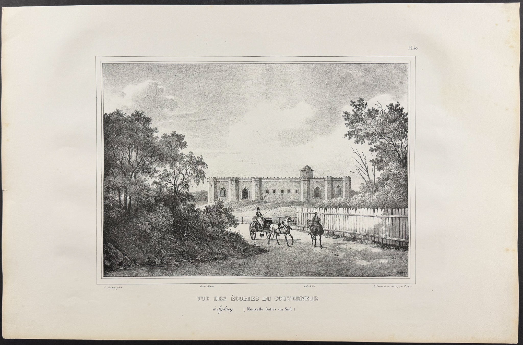 Sydney, Australia; Vue des Ecuries du Gouverneur a Sydney (Nouvelle Gallese du Sud)