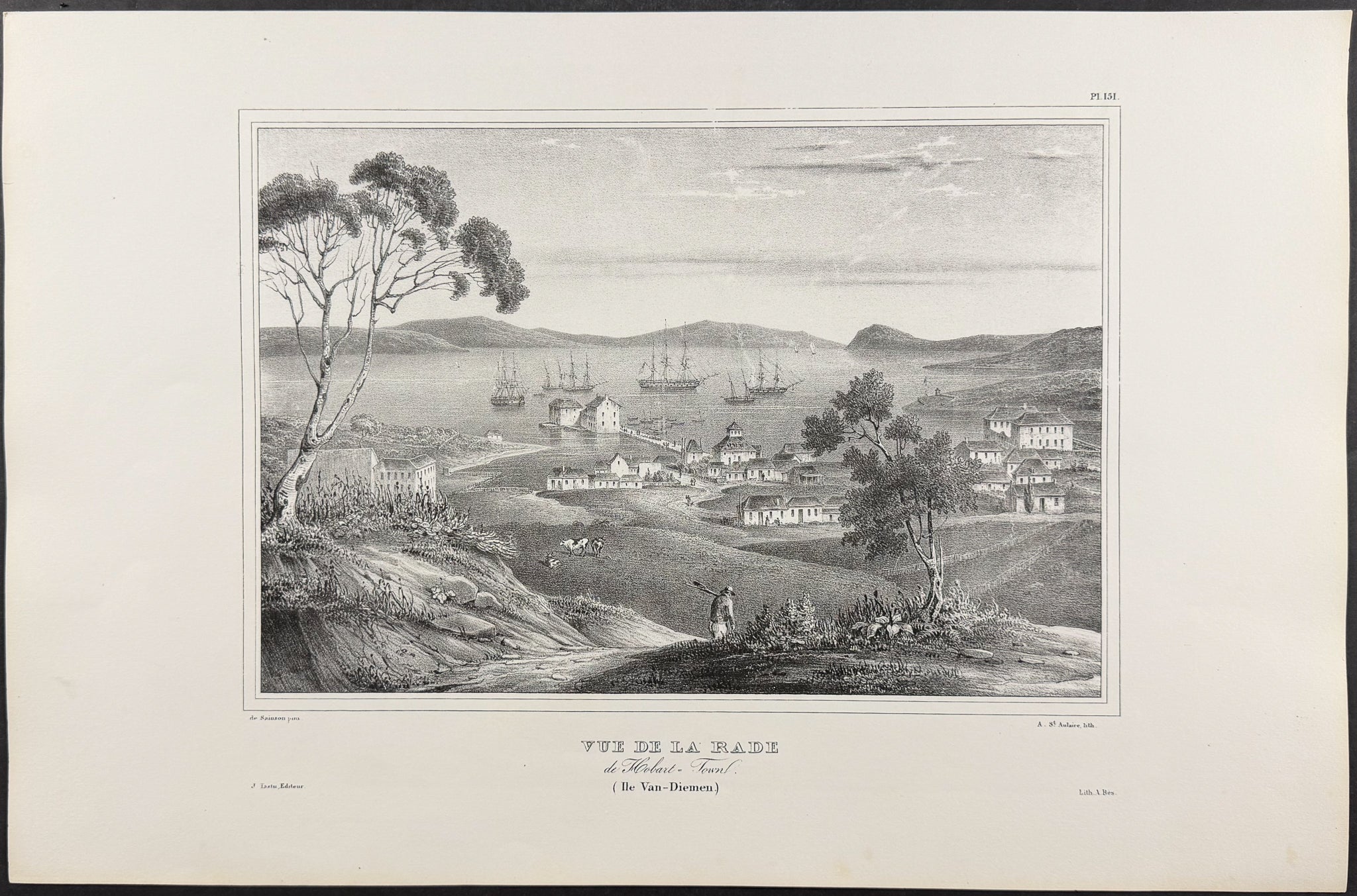 Hobart Town, Tasmania, Australia; Vue de la Rade de Hobart-Town (Ile Van-Diemen)