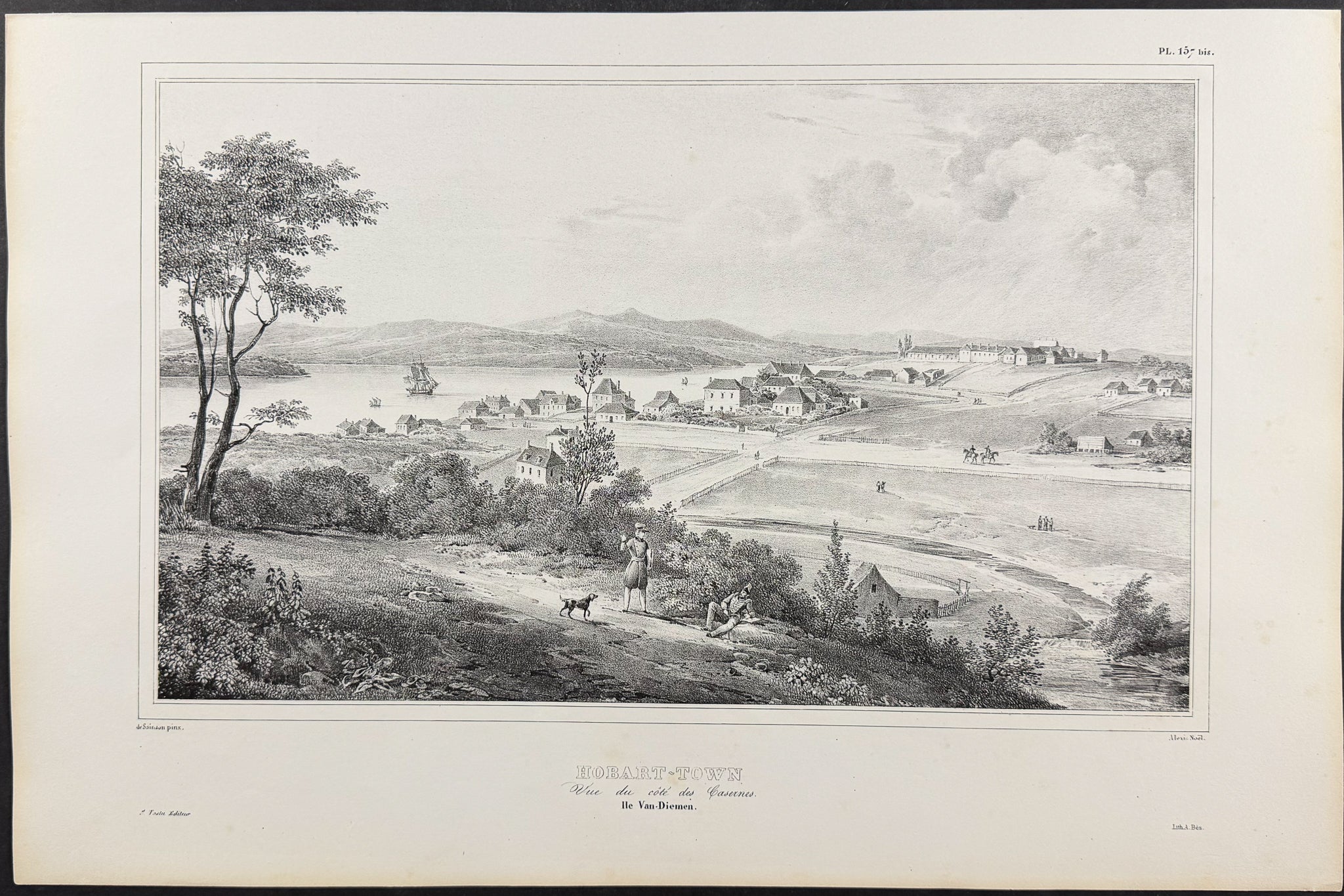 Hobart, Tasmania, Australia; Hobart-Town, Vue de cote des Casernes, Ile Van-Diemen