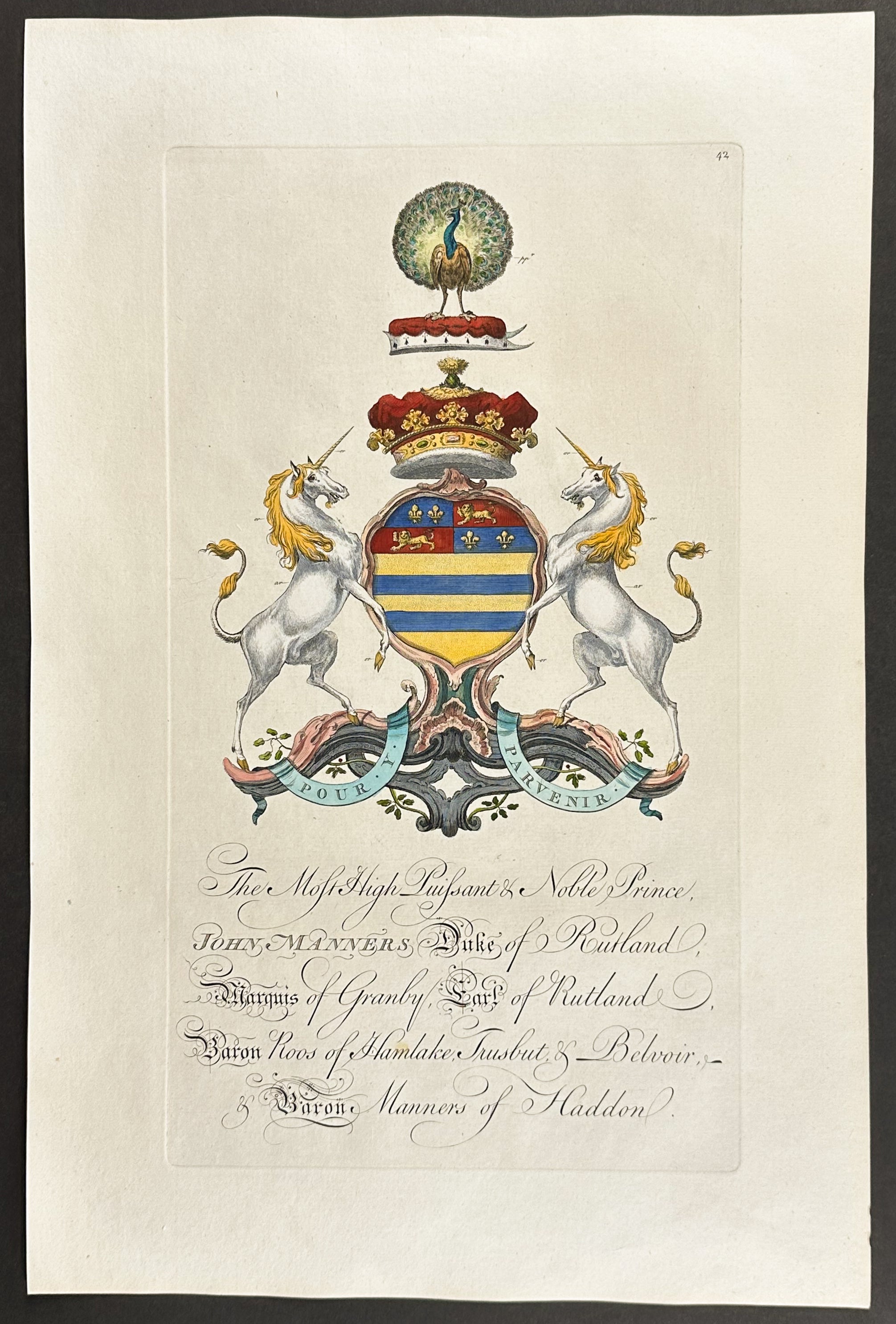 Family Crest or Shield of John Manners, Duke of Rutland