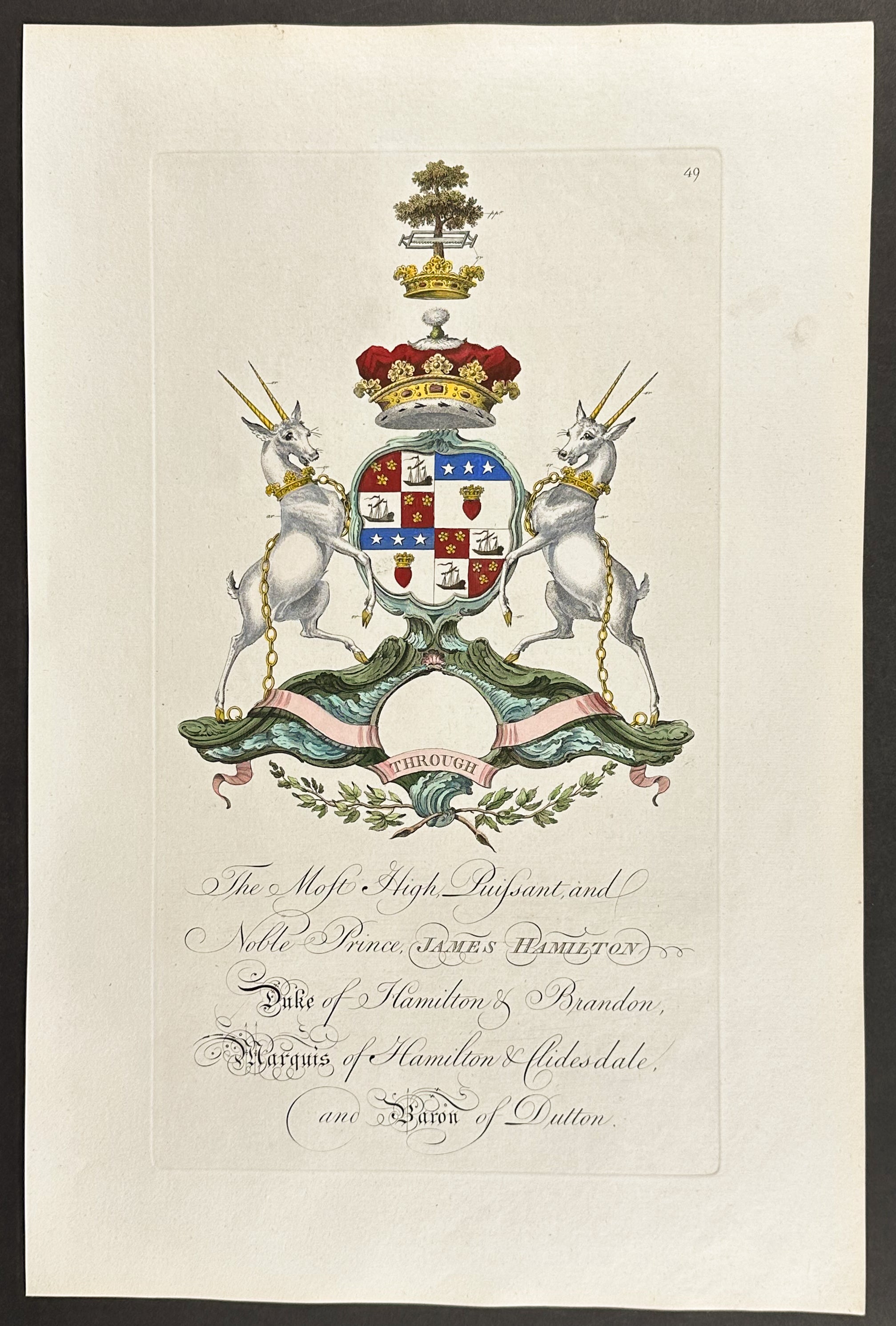 Family Crest or Shield of James Hamilton, Duke of Hamilton & Brandon