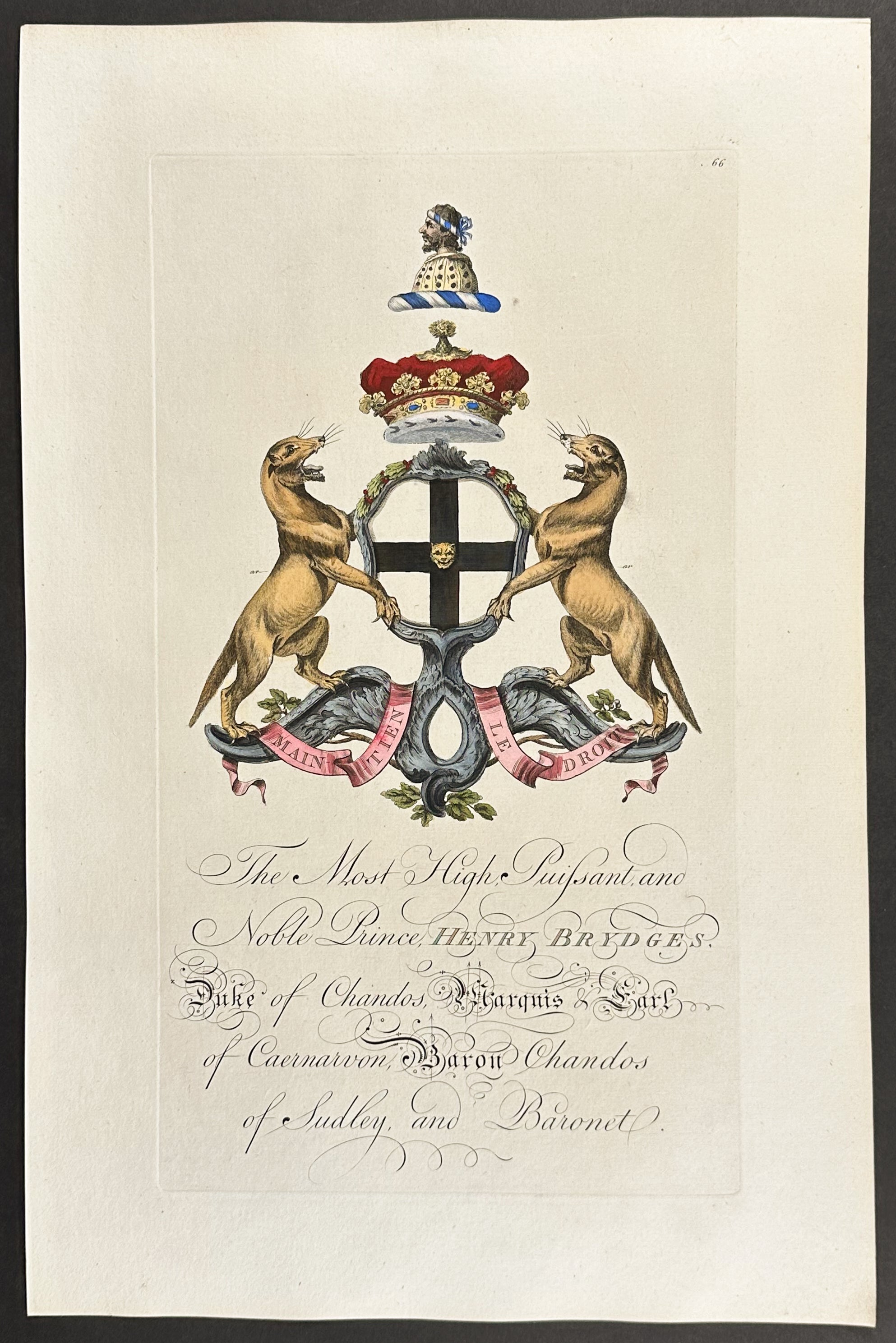 Family Crest or Shield of Henry Brydges, Duke of Chandos