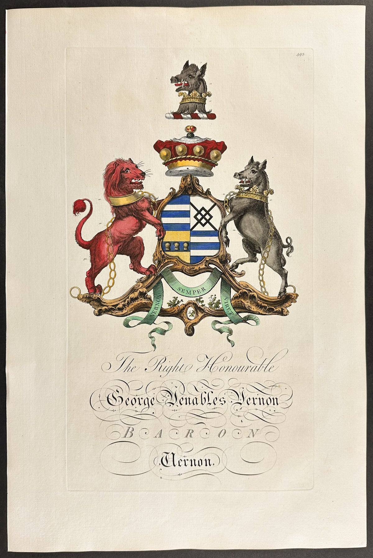 Family Crest or Shield of George Venables Vernon