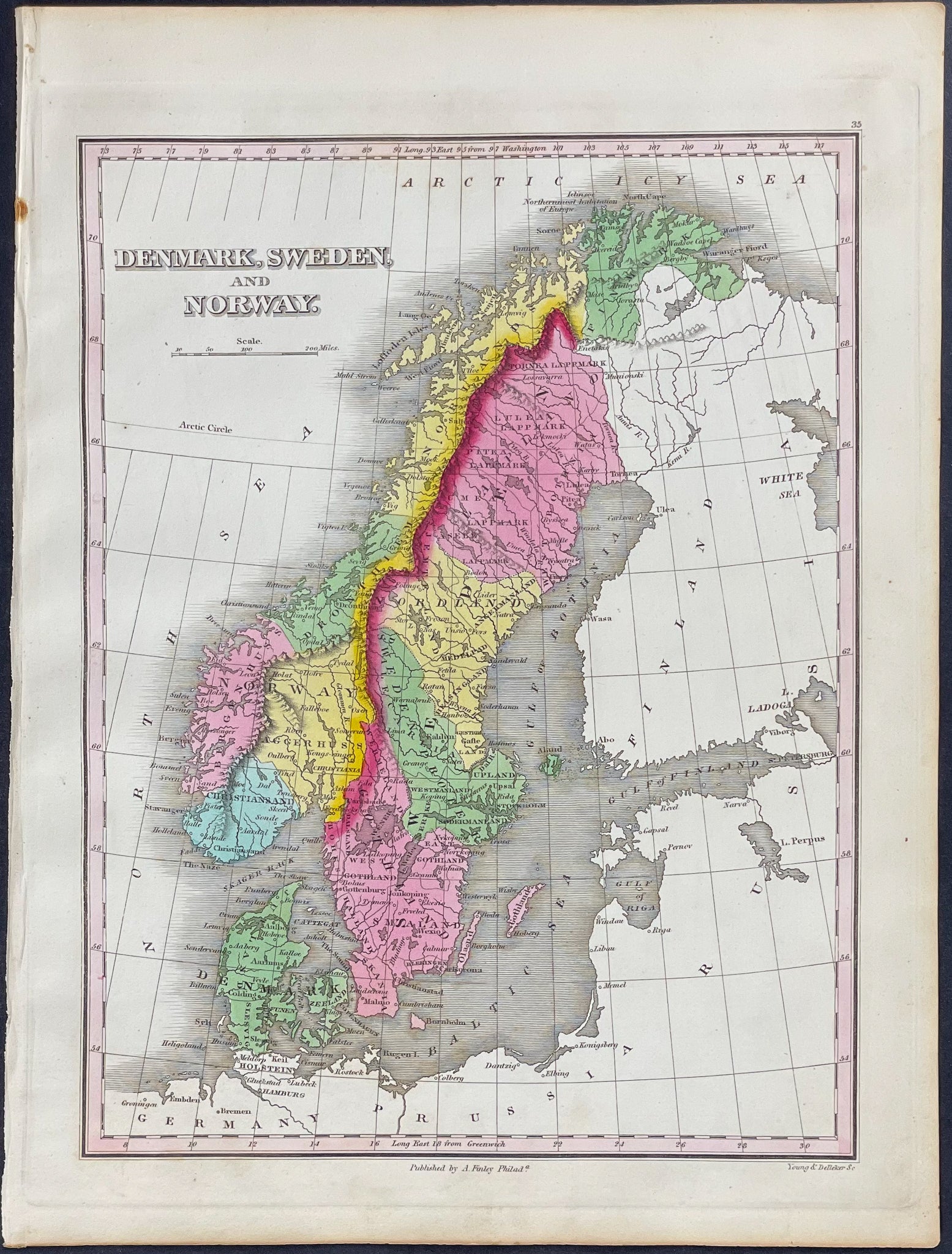 Map of Sweden, Denmark, Norway (Scandinavia)