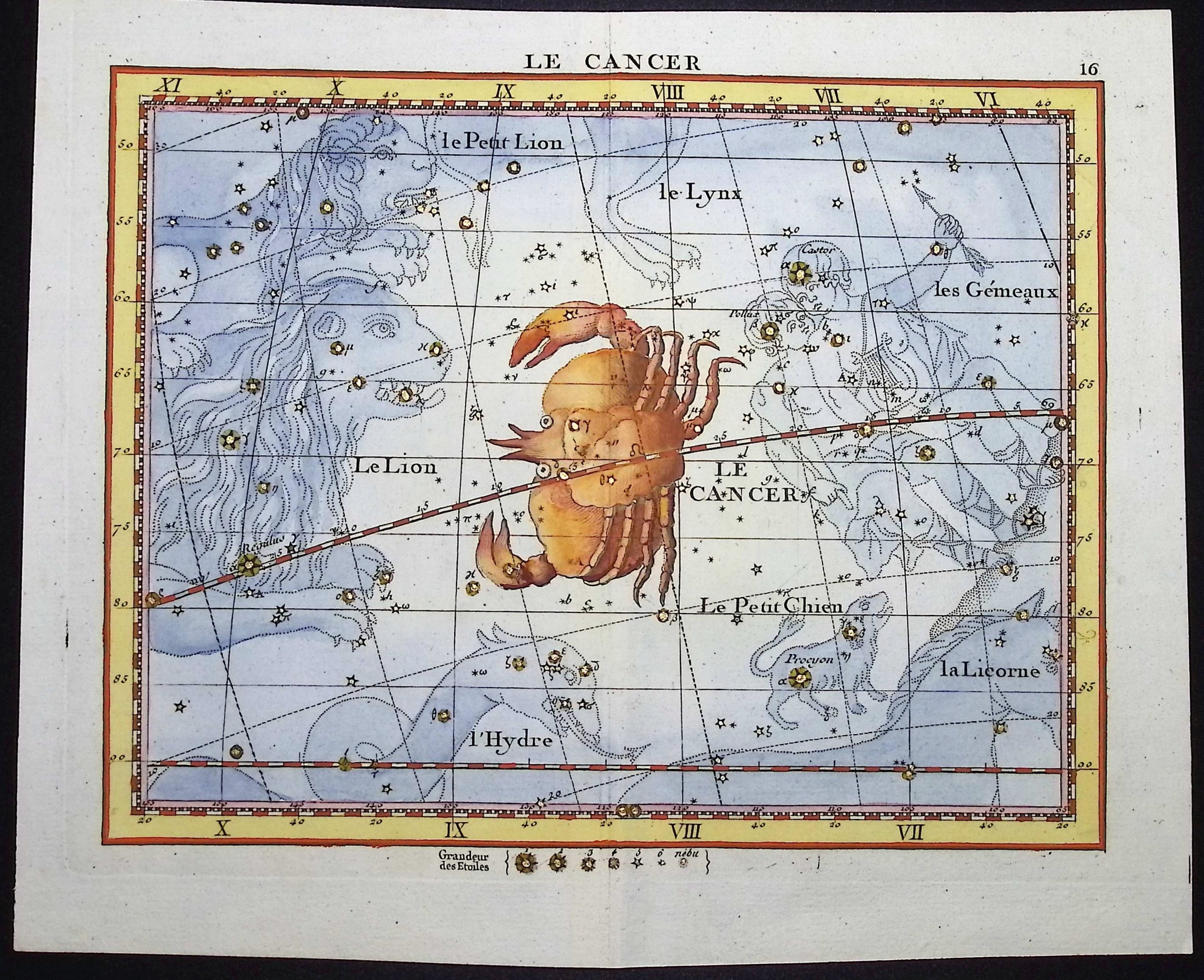 Constellation or Celestial Chart of Cancer (Crab)