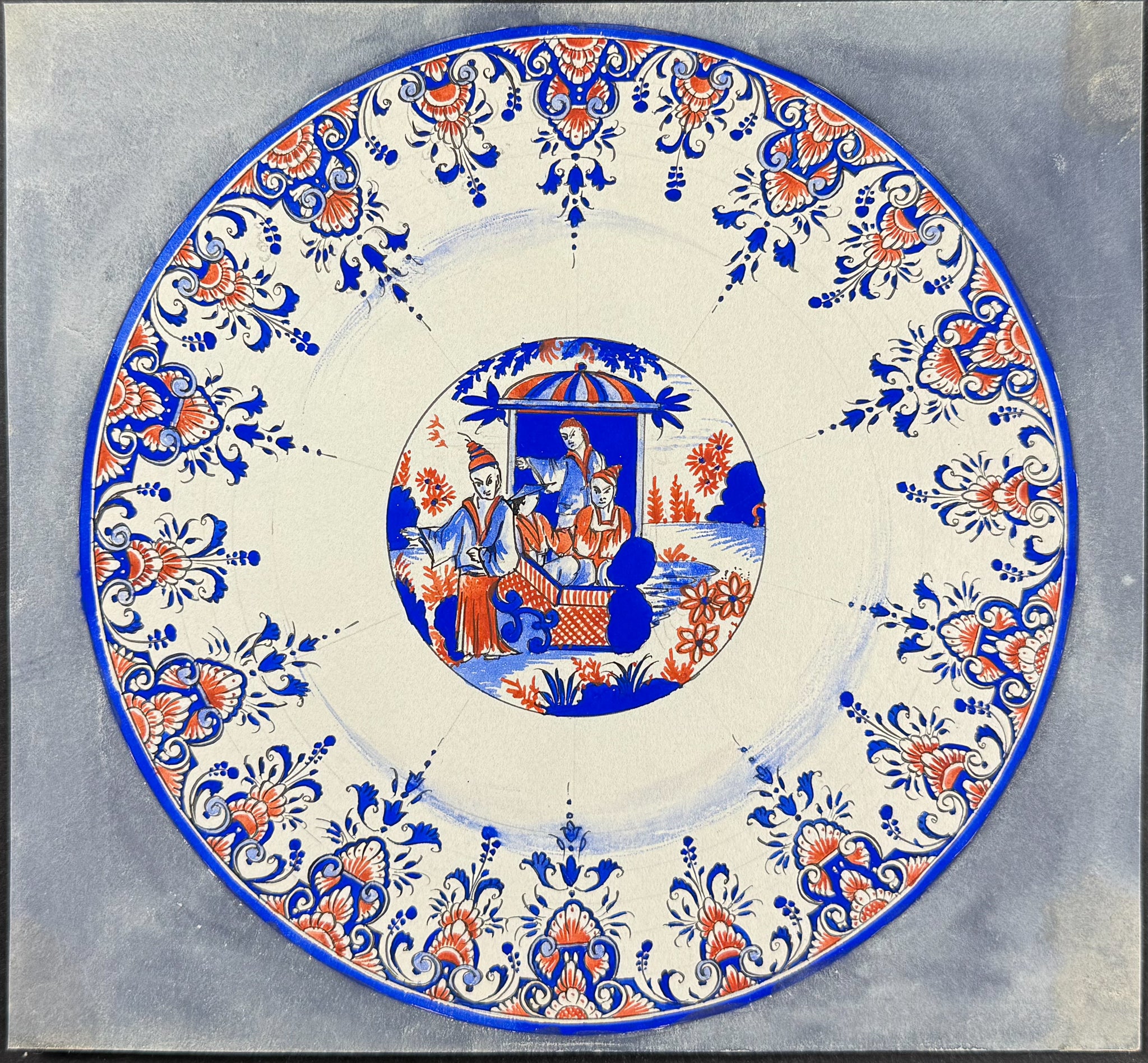 Original Watercolor of French Porcelain Home Designs