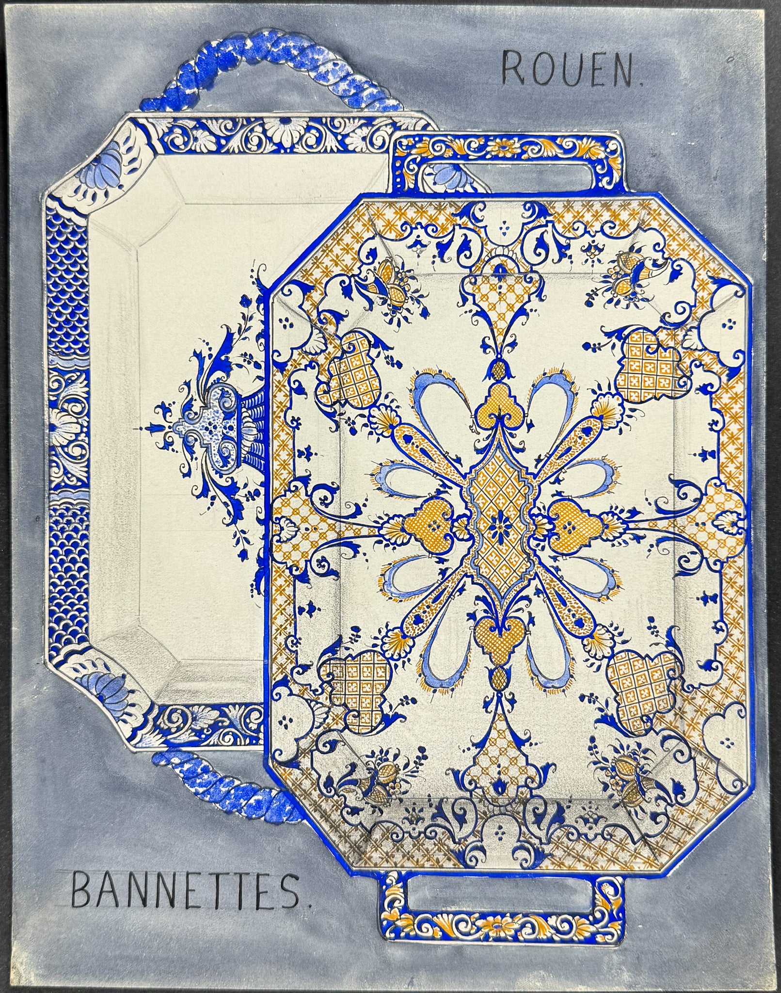 Original Watercolor of French Porcelain Home Designs