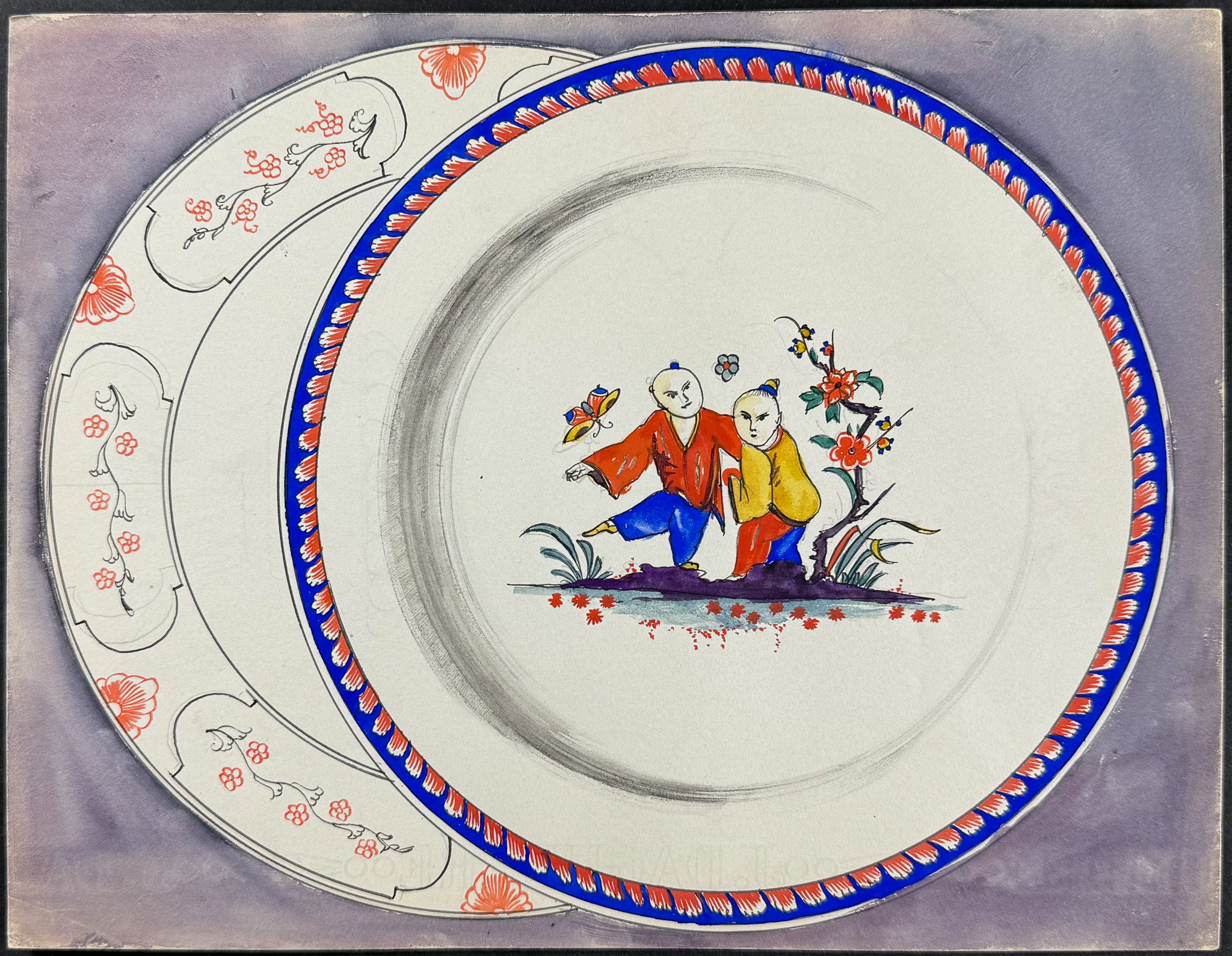 Original Watercolor of French Porcelain Home Designs