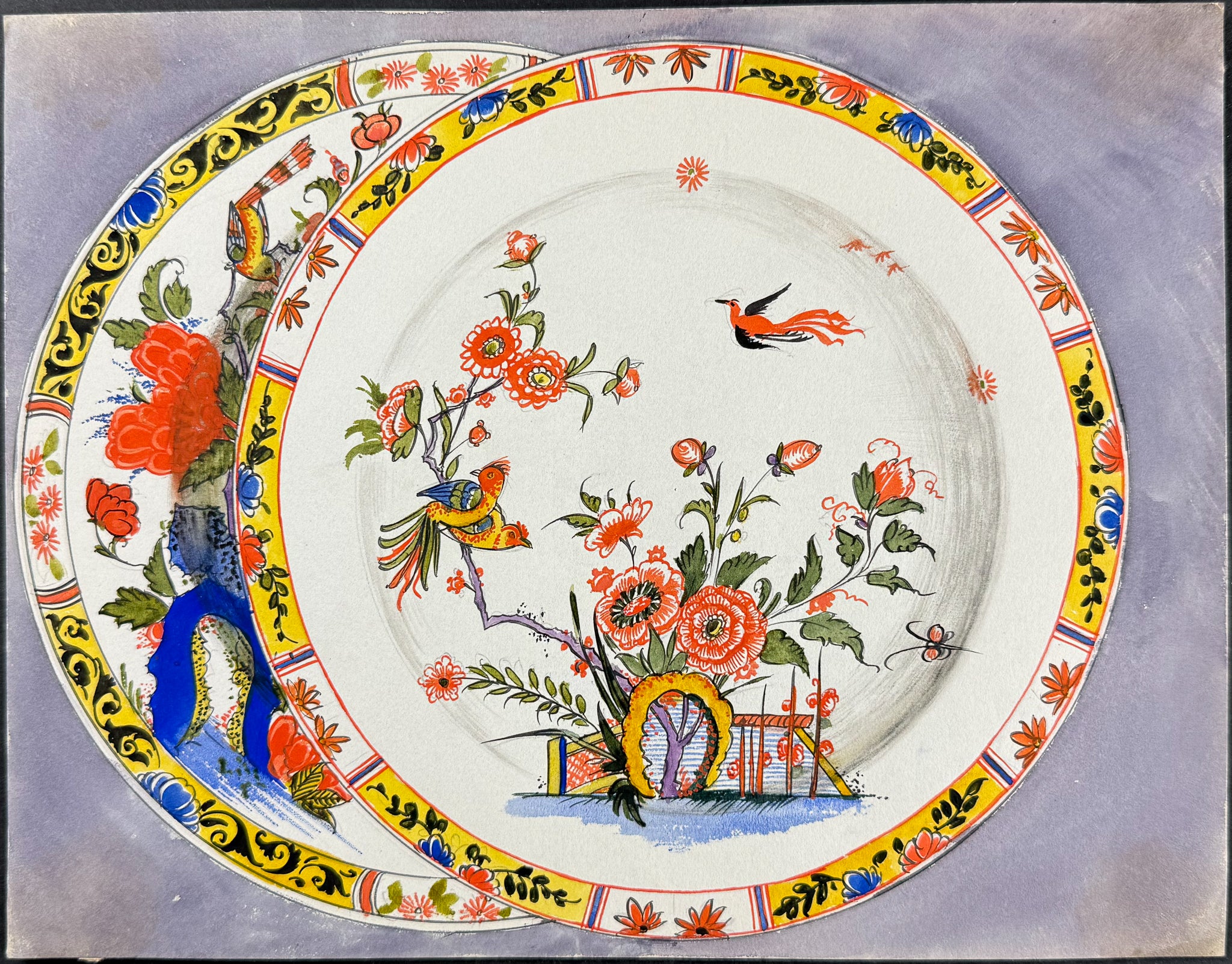 Original Watercolor of French Porcelain Home Designs