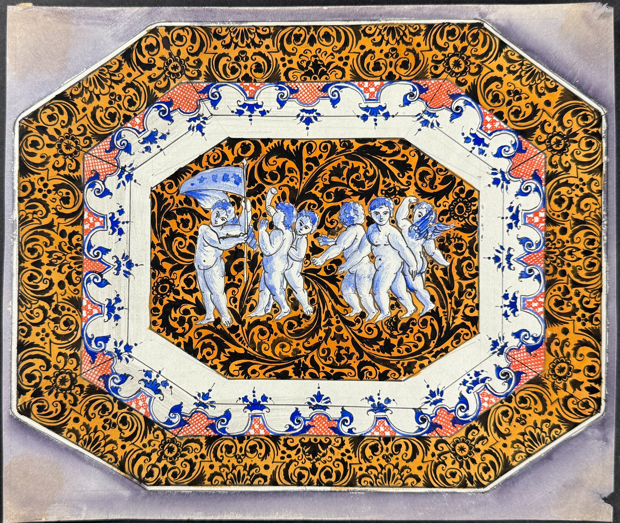 Original Watercolor of French Porcelain Home Designs
