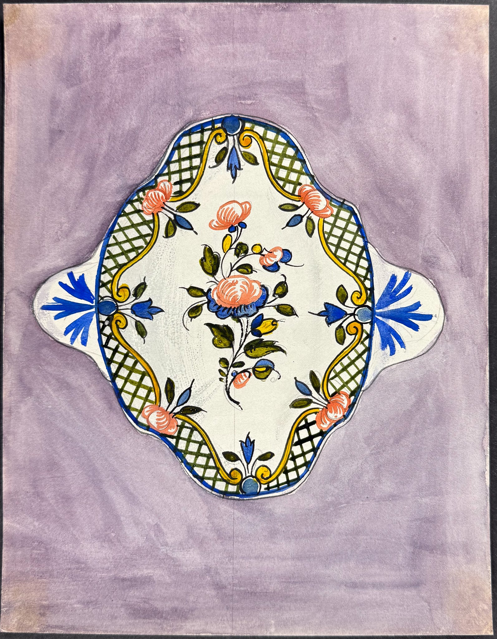 Original Watercolor of French Porcelain Home Designs