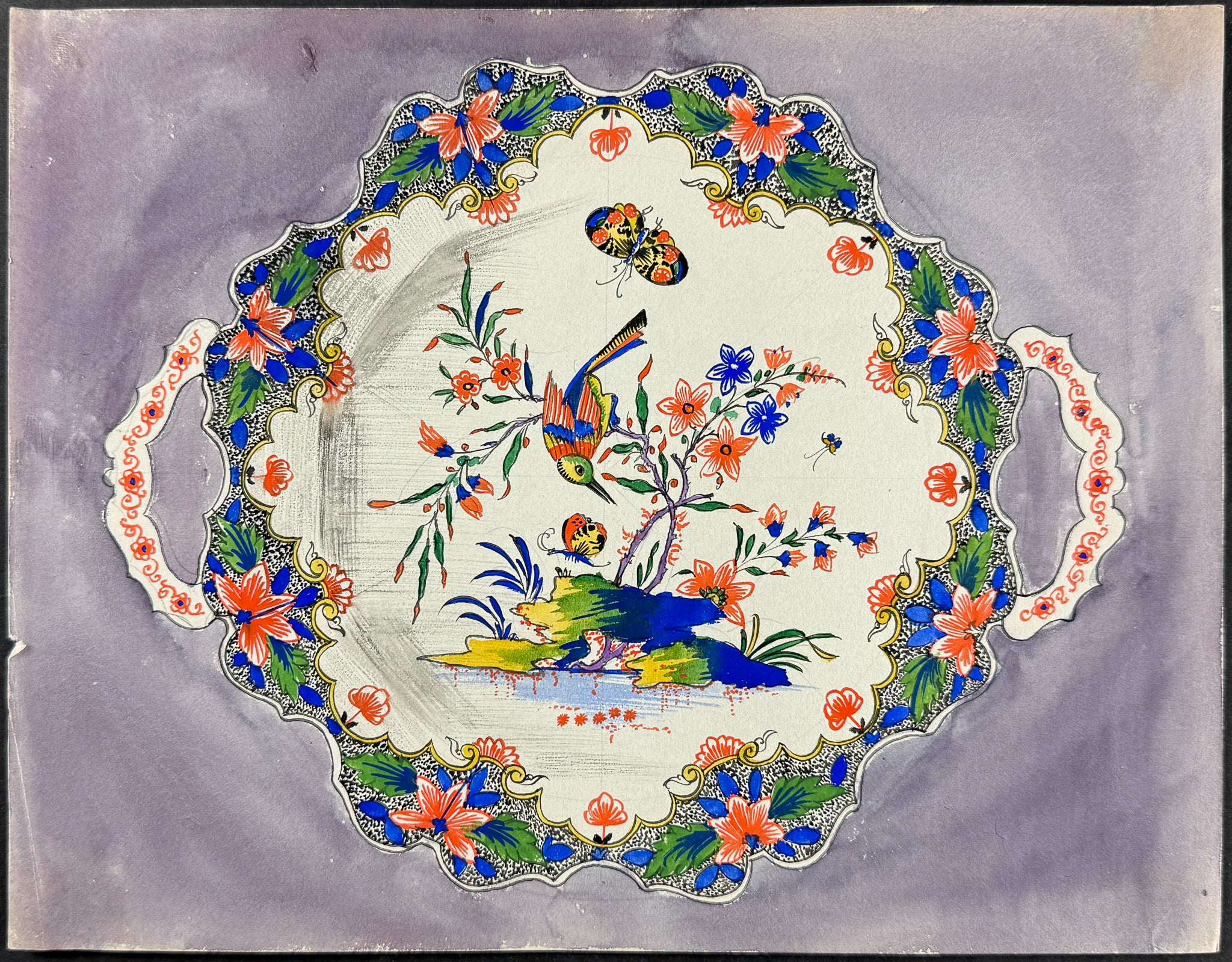 Original Watercolor of French Porcelain Home Designs