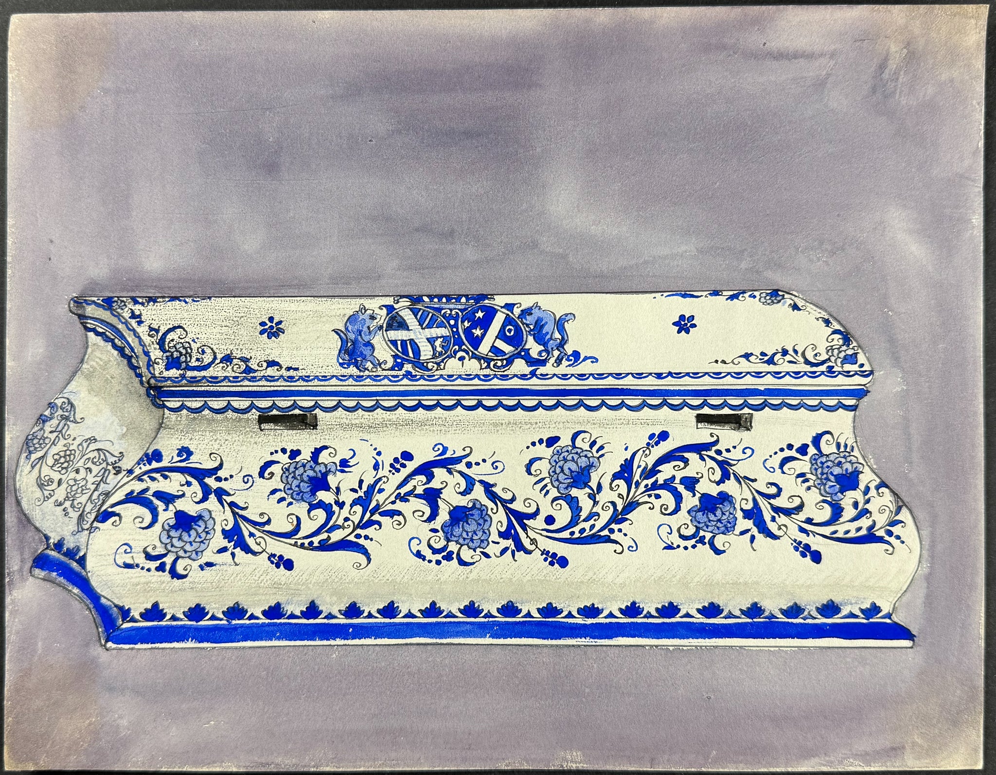 Original Watercolor of French Porcelain Home Designs