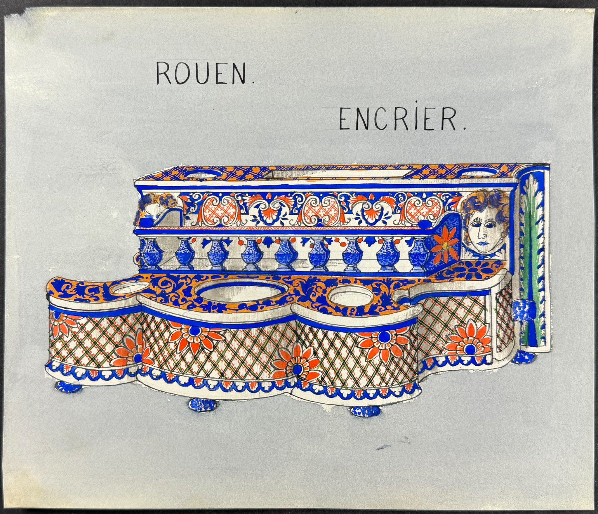 Original Watercolor of French Porcelain Home Designs