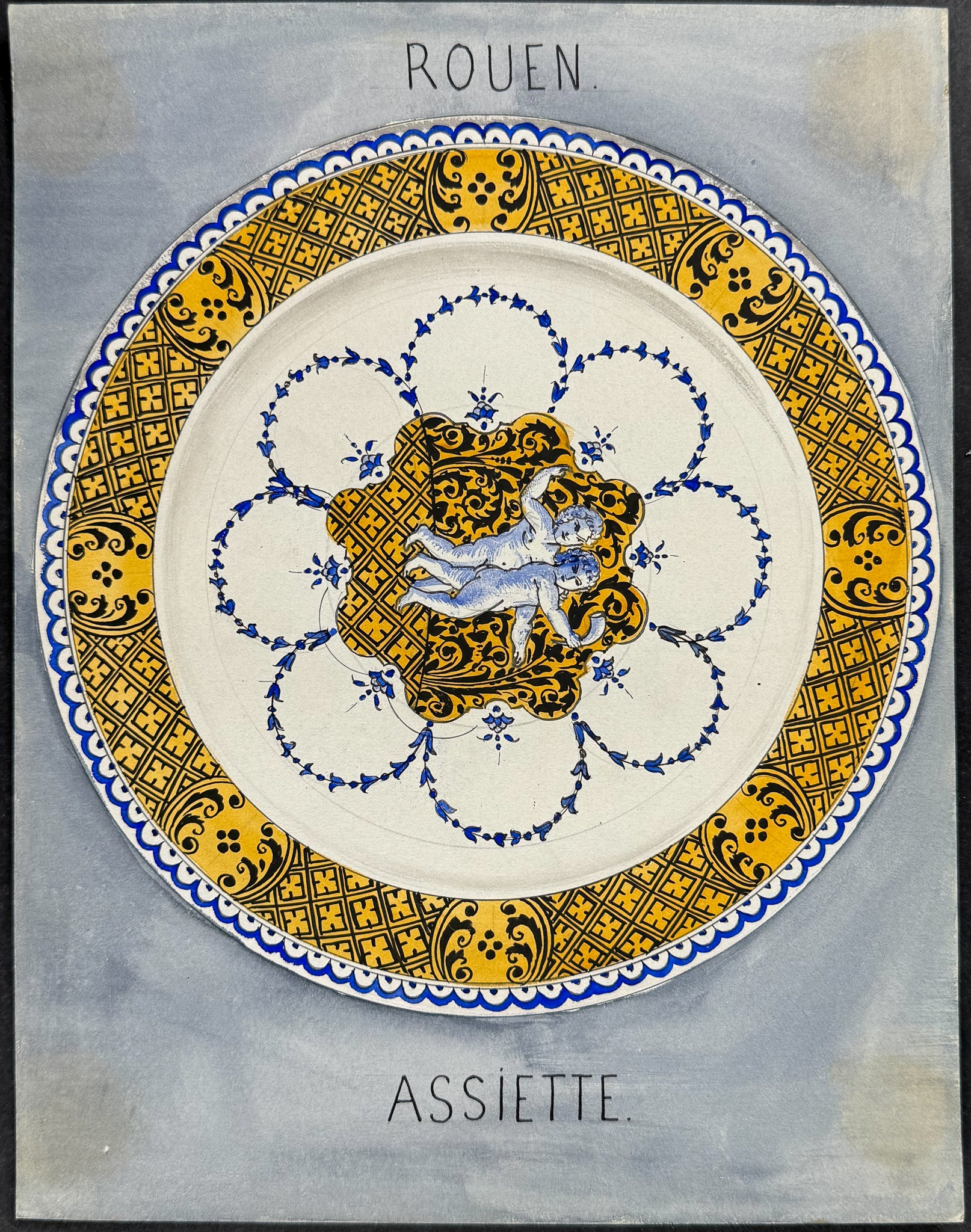 Original Watercolor of French Porcelain Home Designs