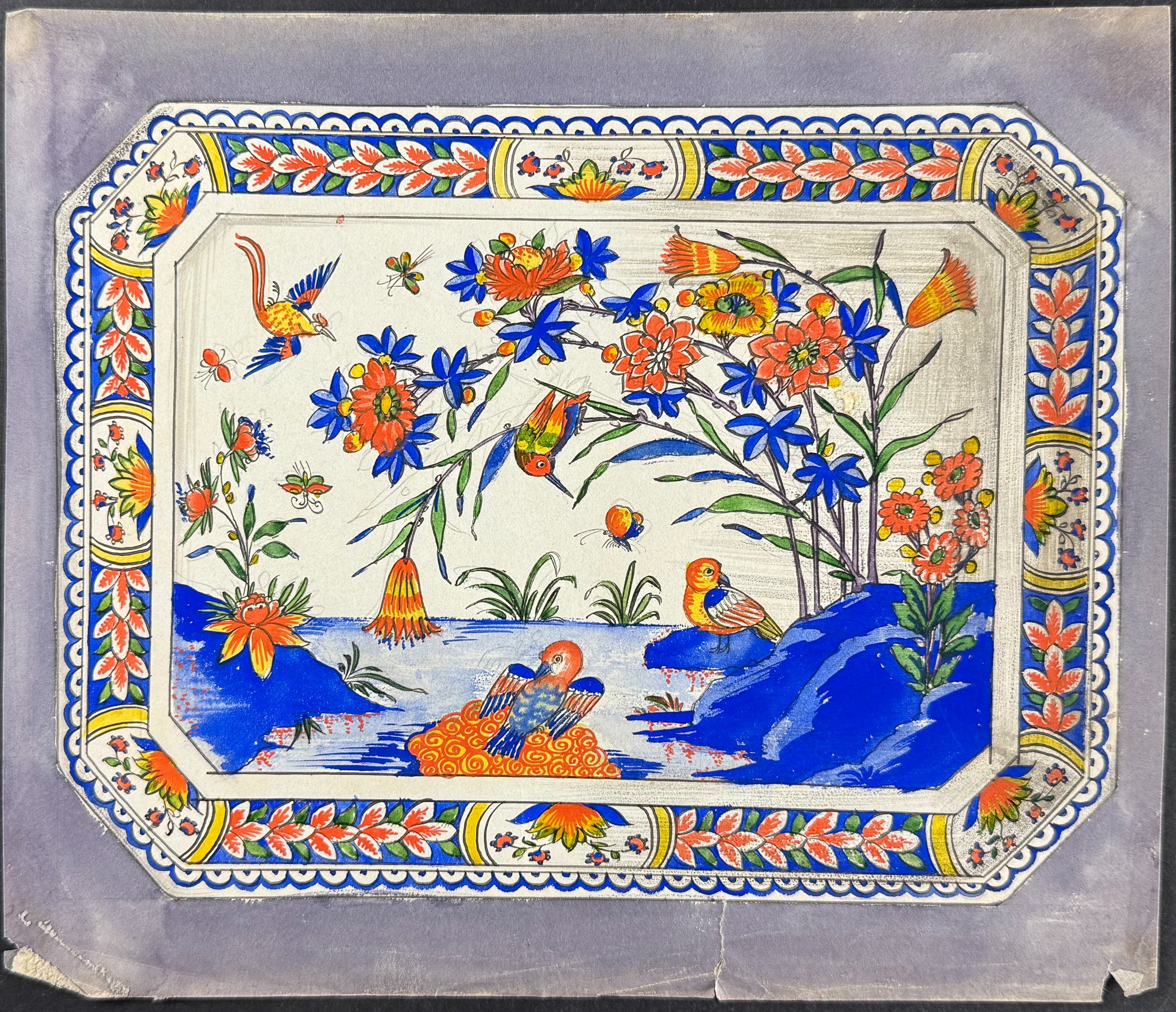 Original Watercolor of French Porcelain Home Designs
