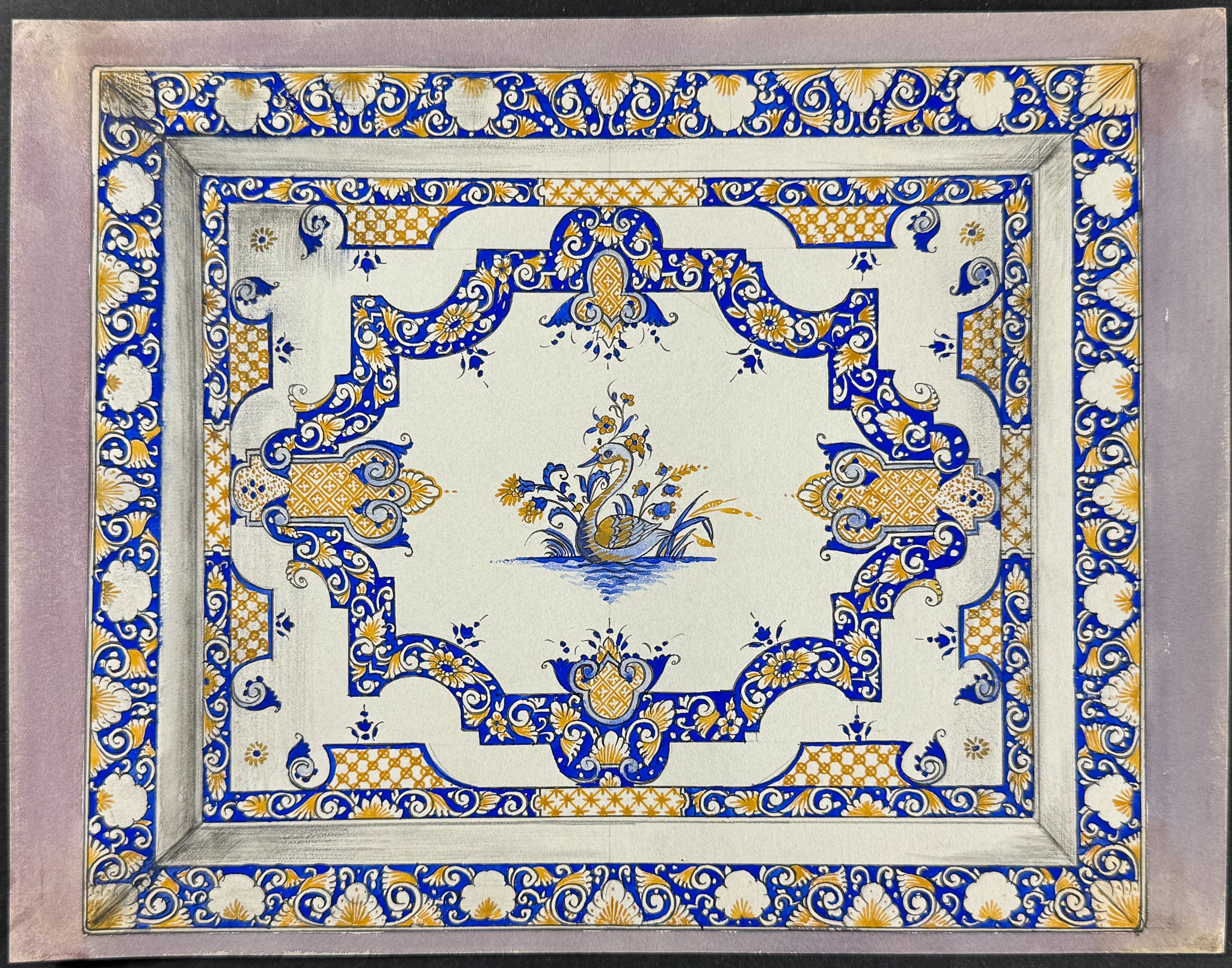 Original Watercolor of French Porcelain Home Designs