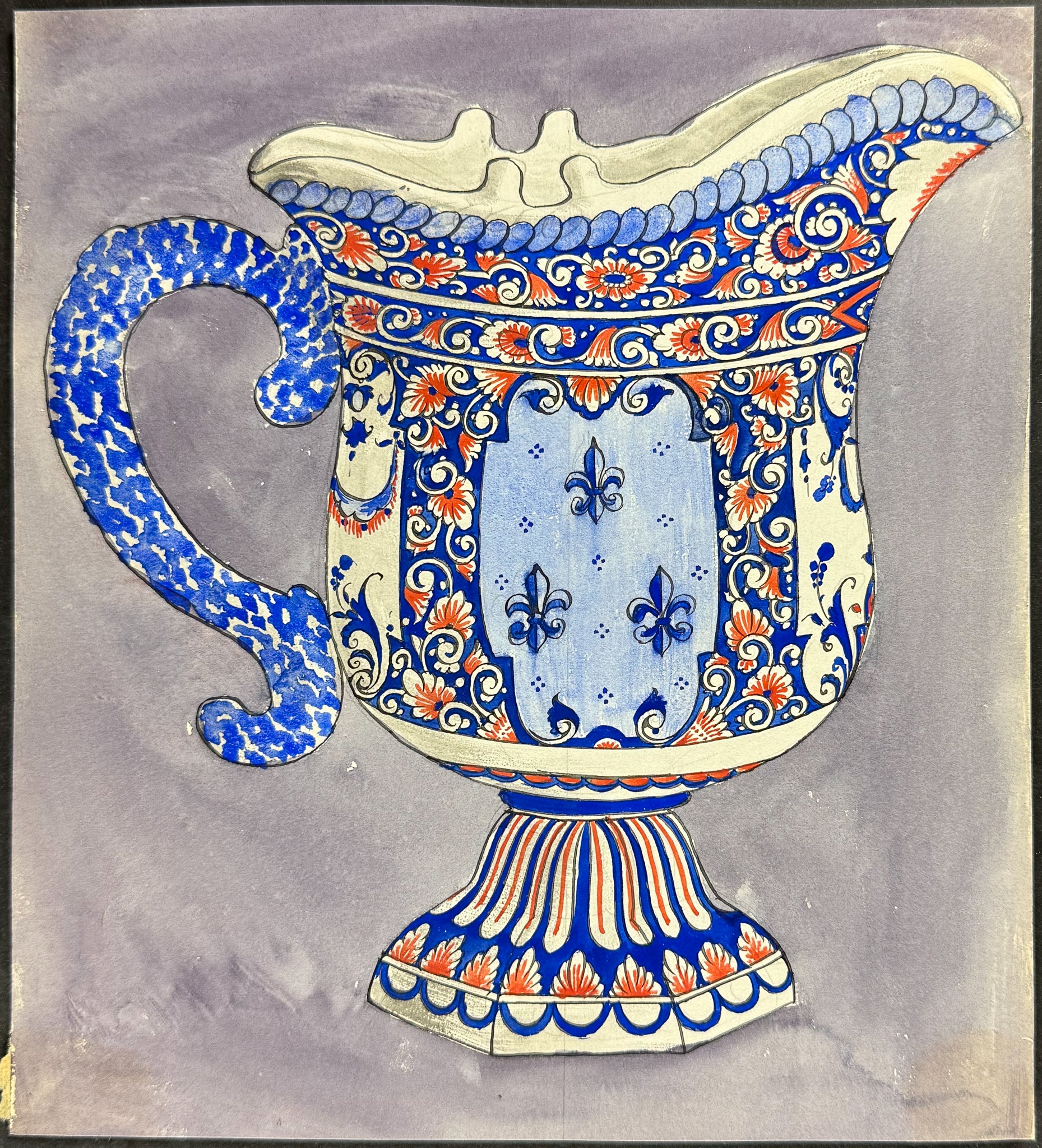 Original Watercolor of French Porcelain Home Designs