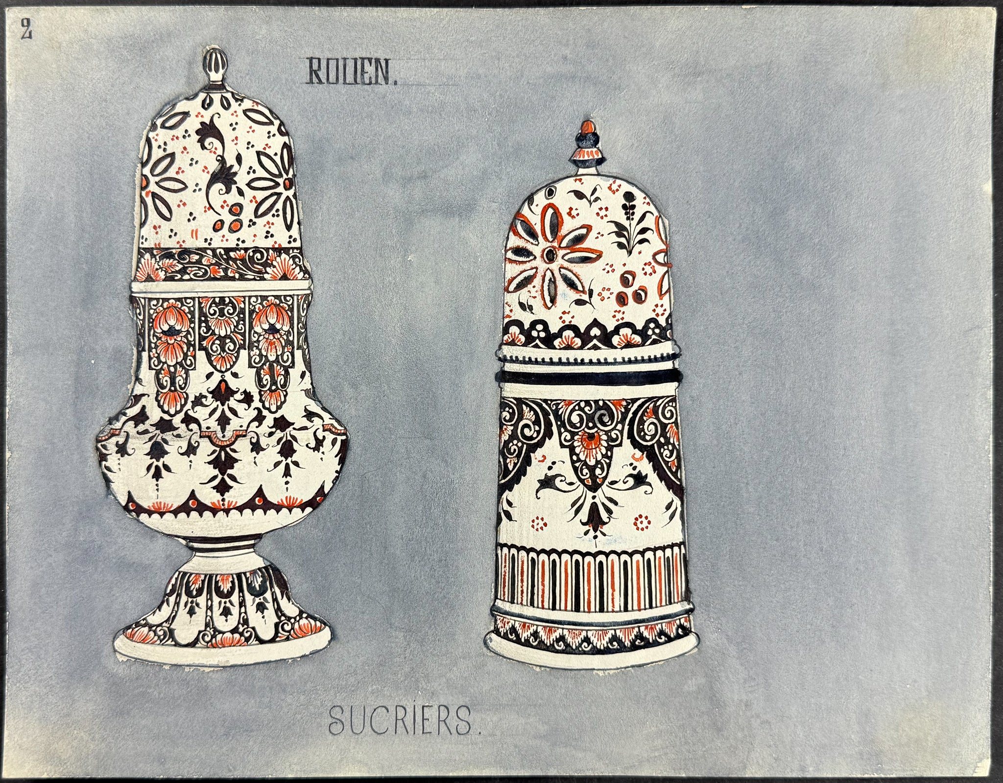 Original Watercolor of French Porcelain Home Designs