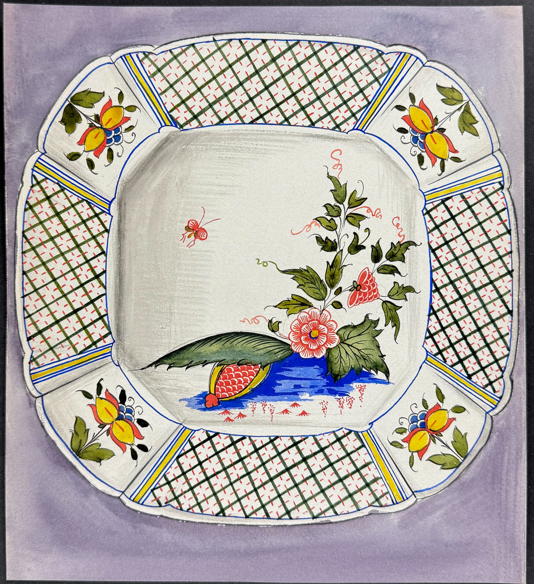 Original Watercolor of French Porcelain Home Designs