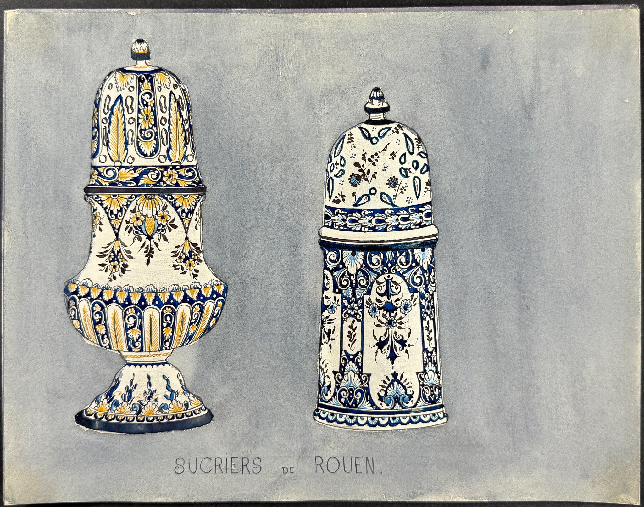 Original Watercolor of French Porcelain Home Designs