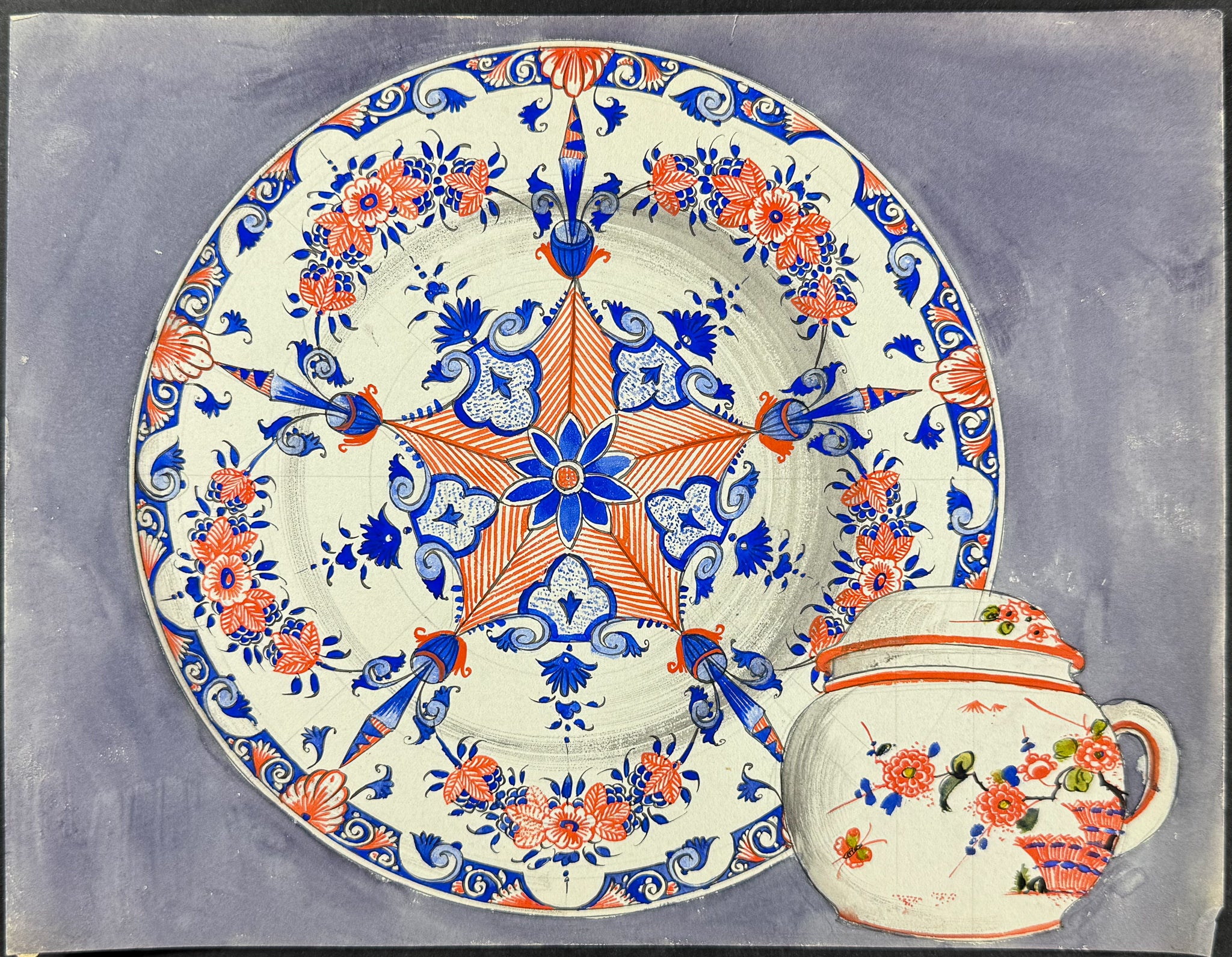 Original Watercolor of French Porcelain Home Designs