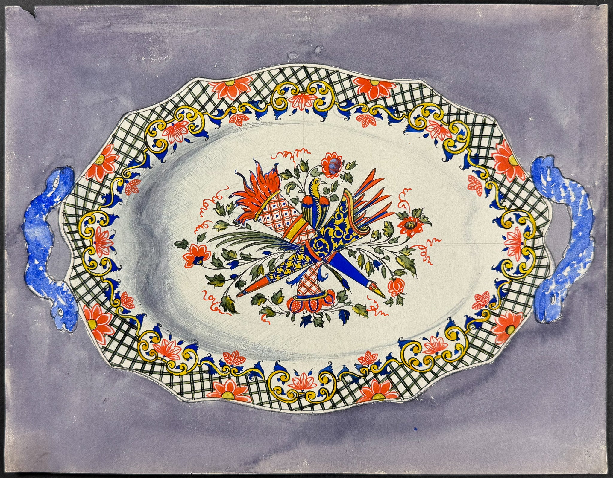 Original Watercolor of French Porcelain Home Designs