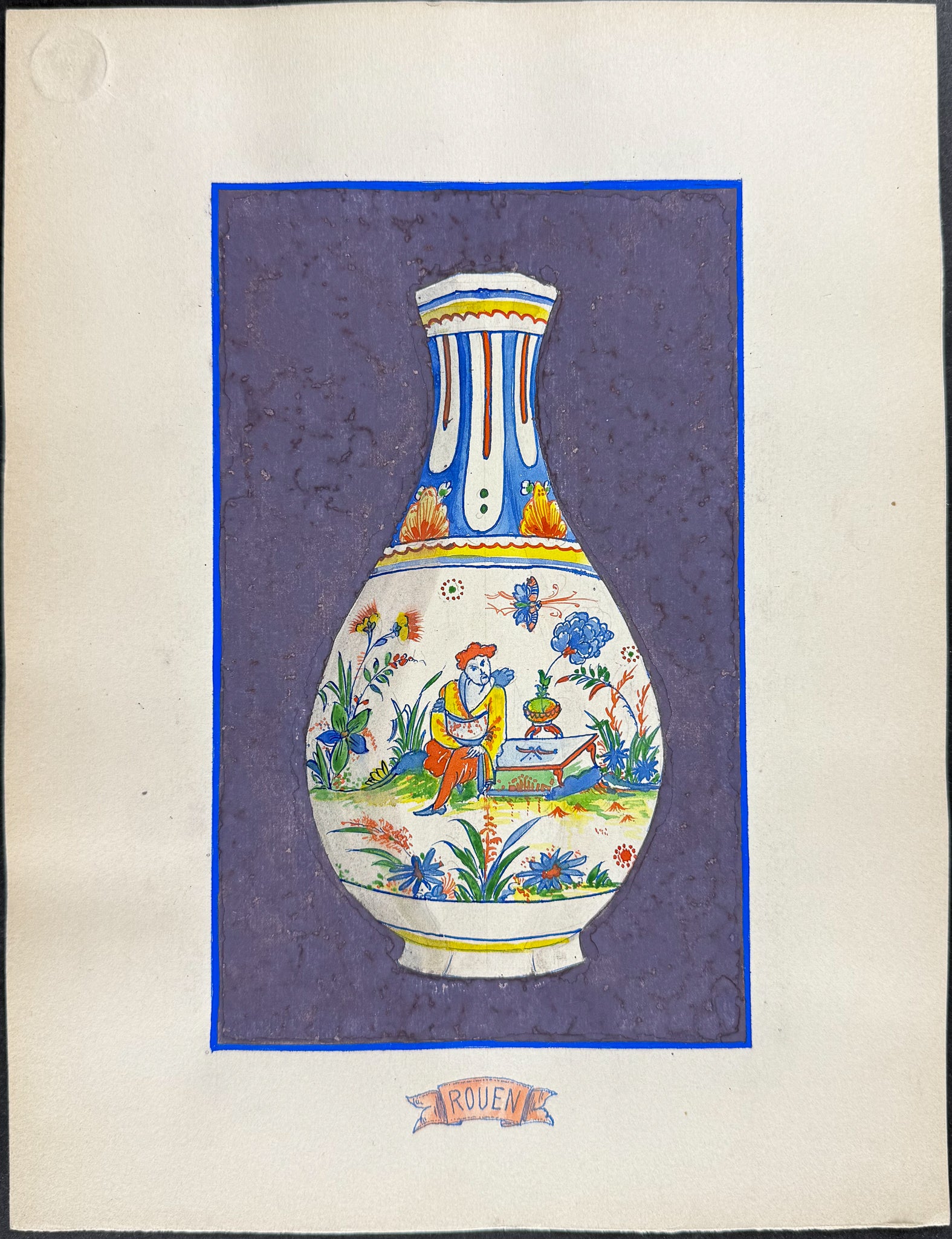 Original Watercolor of French Porcelain Home Designs