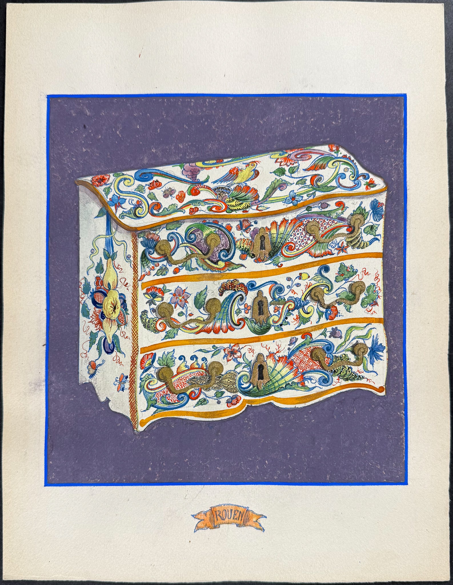 Original Watercolor of French Porcelain Home Designs