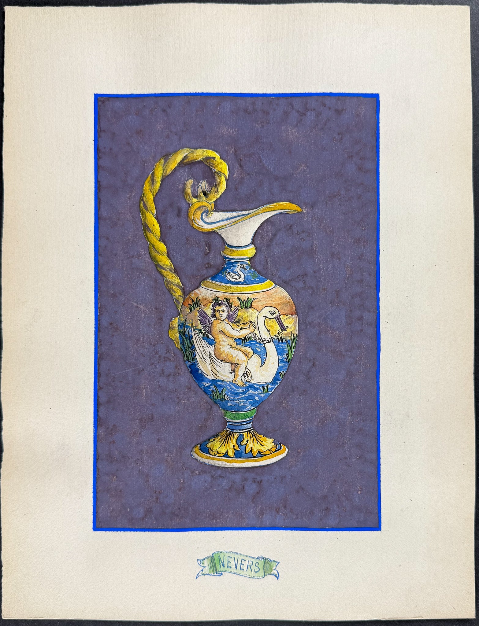 Original Watercolor of French Porcelain Home Designs