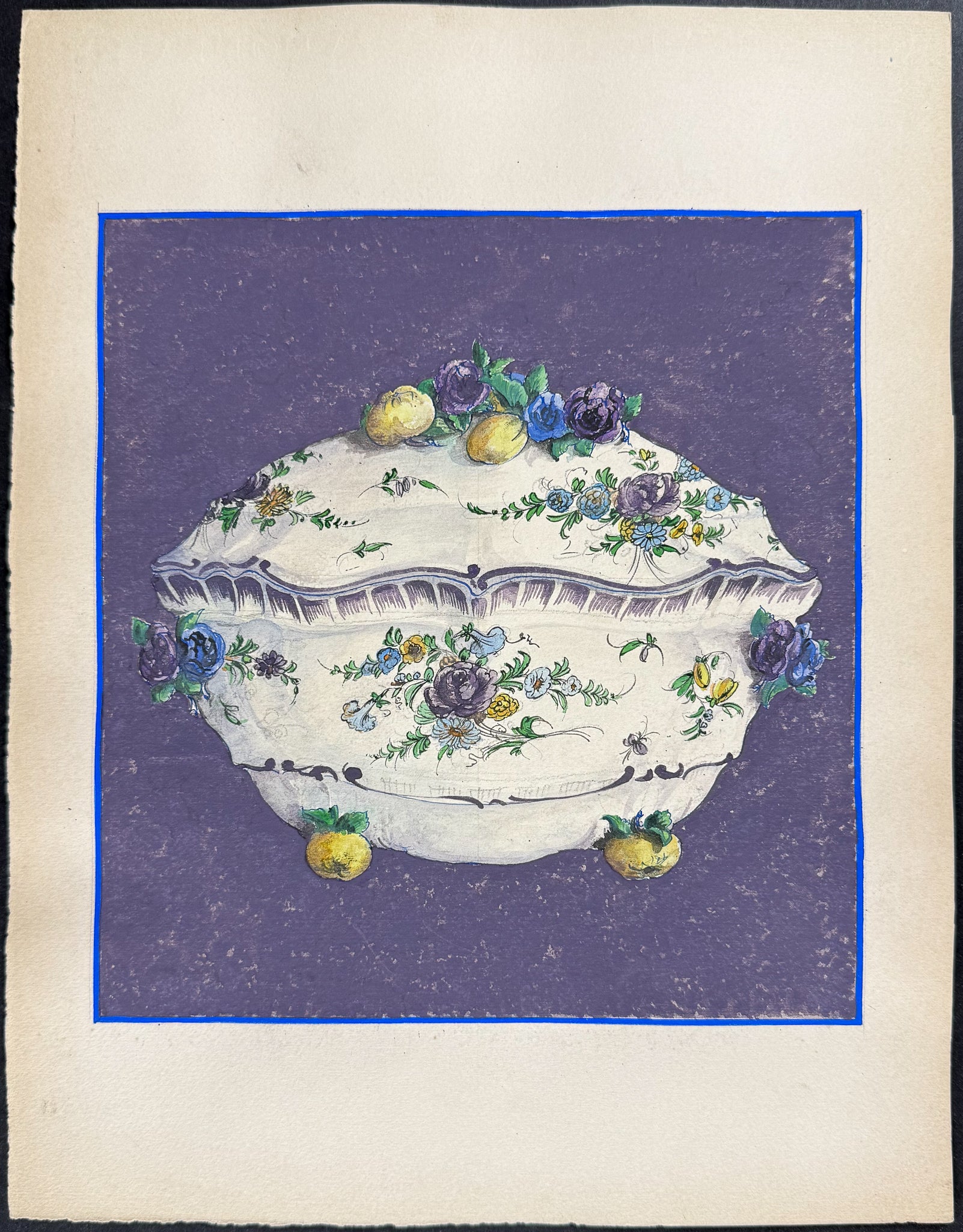 Original Watercolor of French Porcelain Home Designs